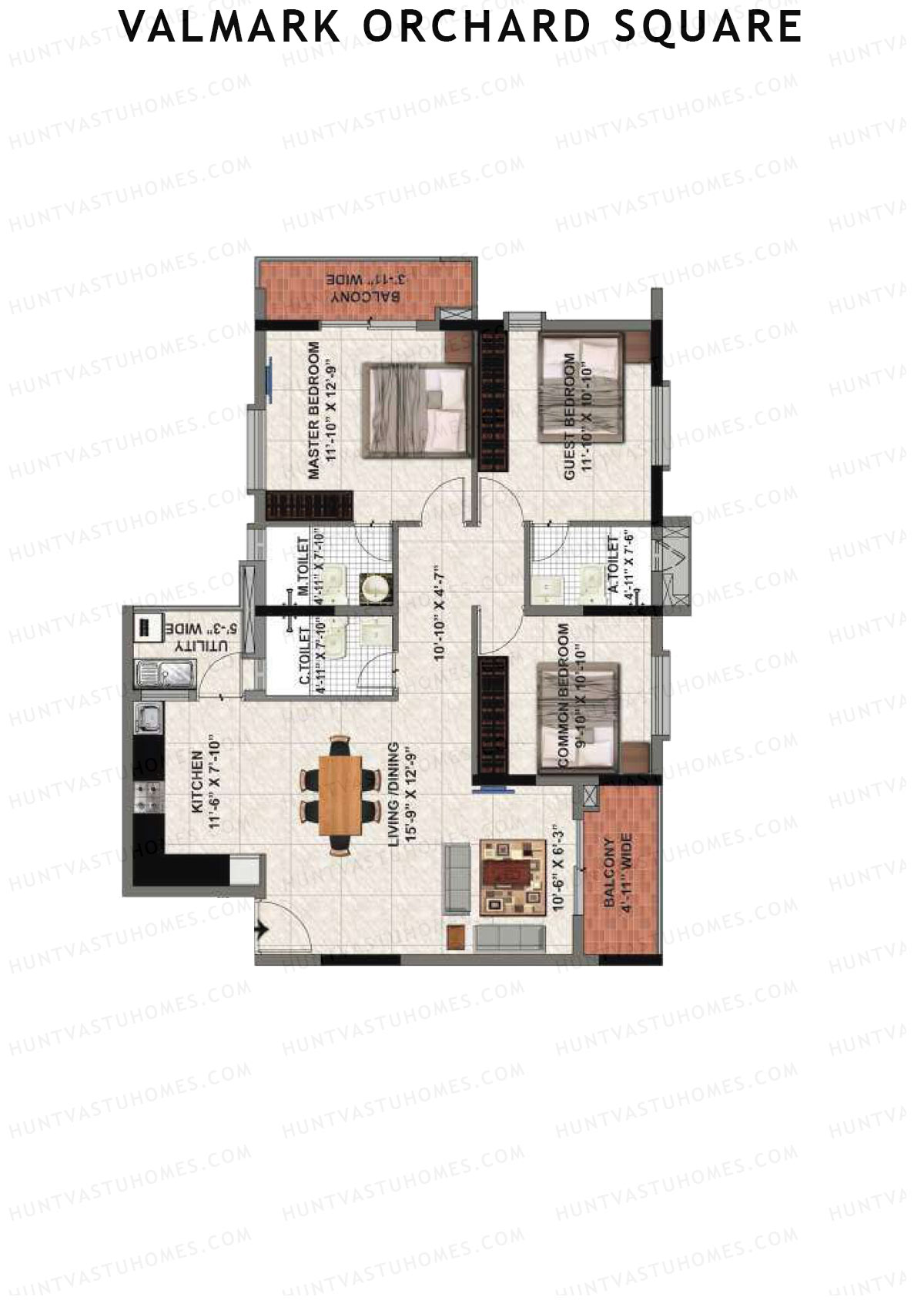 Valmark Orchard Square Block A Unit A1 Floor Plan