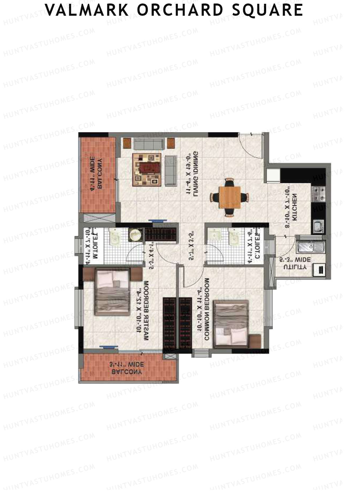 Valmark Orchard Square Block B Unit B3 Floor Plan