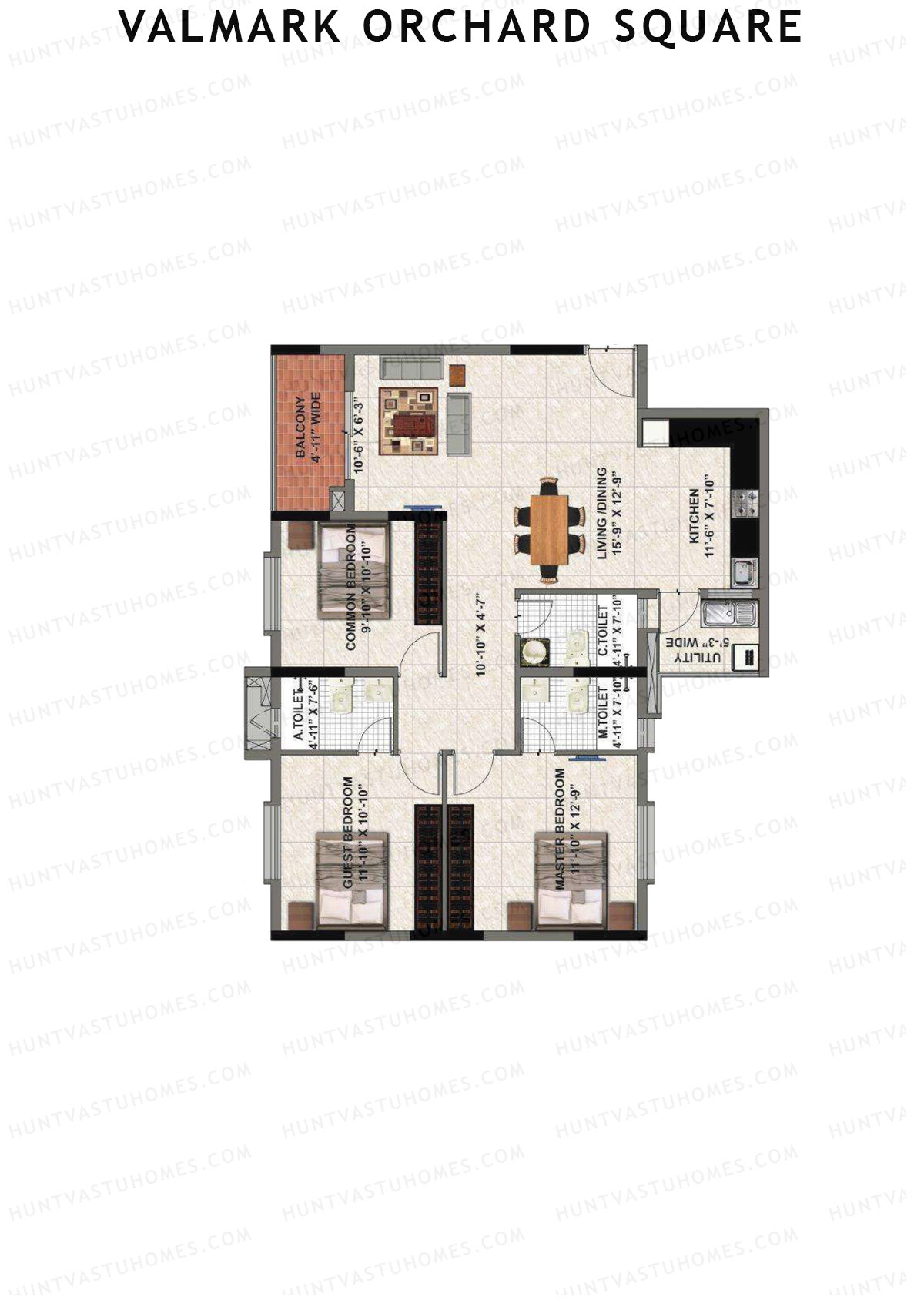Valmark Orchard Square Block D Unit D3 Floor Plan