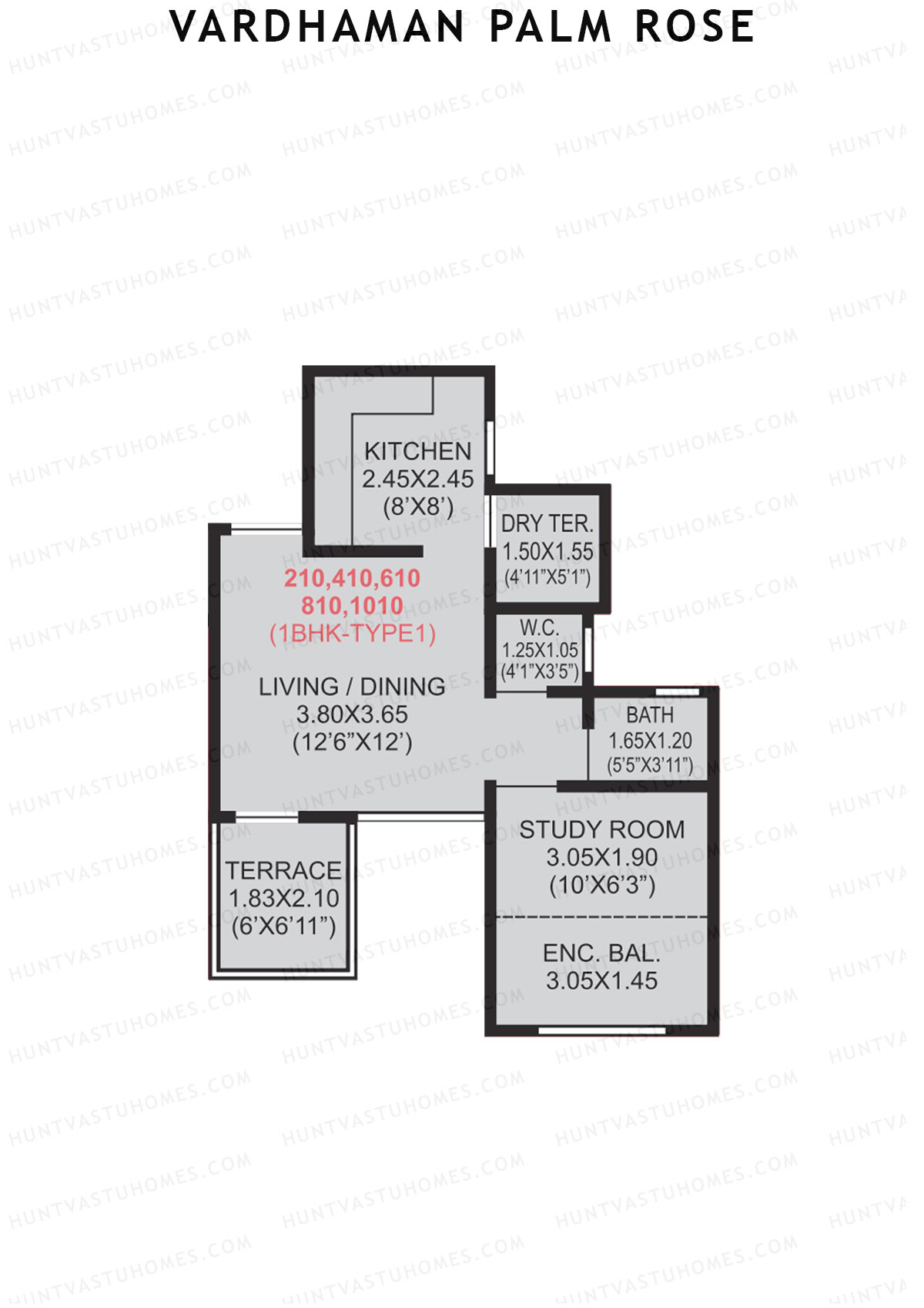 Vardhaman Palm Rose Wing A Unit 10 (Type 1) Floor Plan