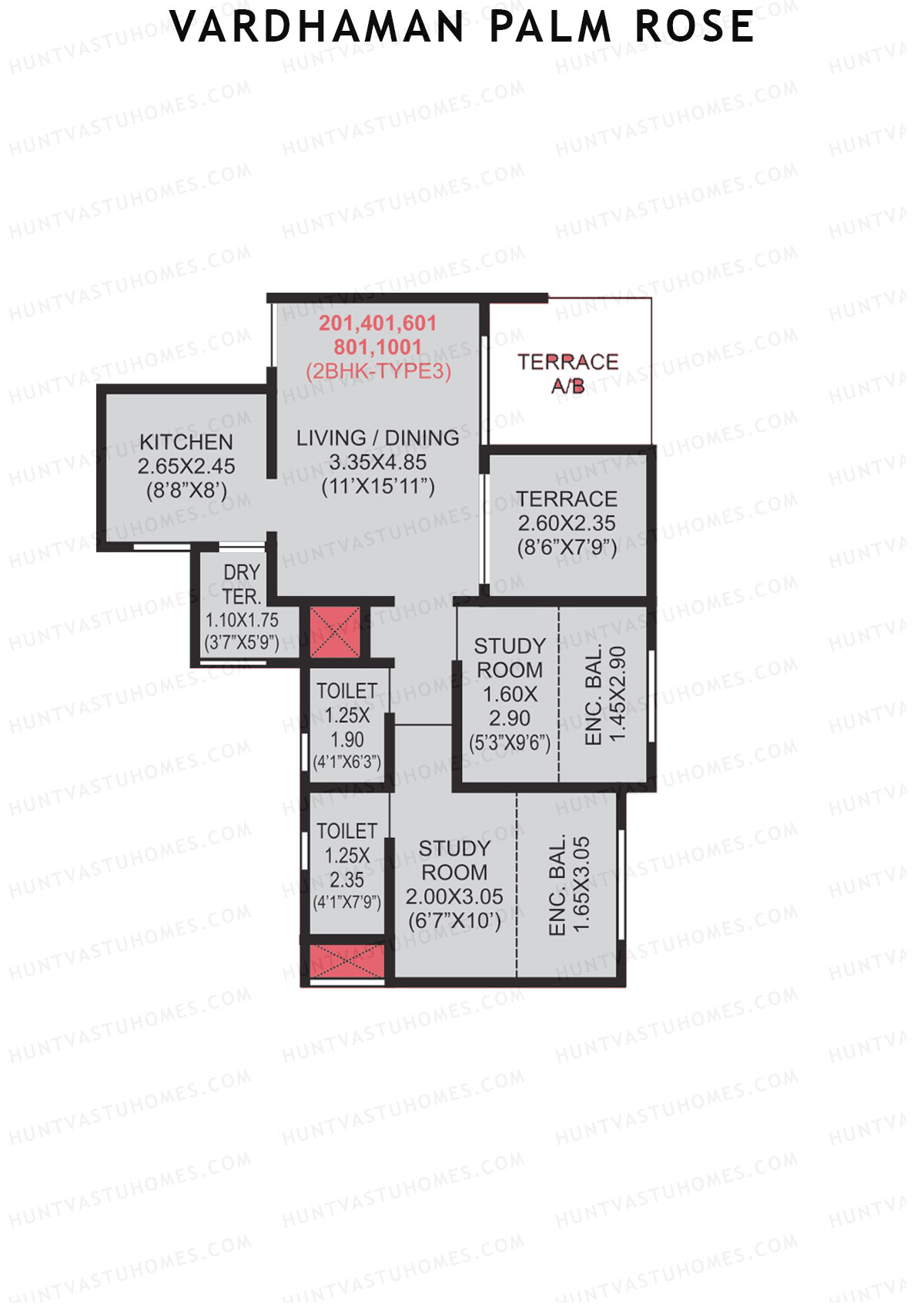 Vardhaman Palm Rose Wing A Unit 1 (Type 3) Floor Plan