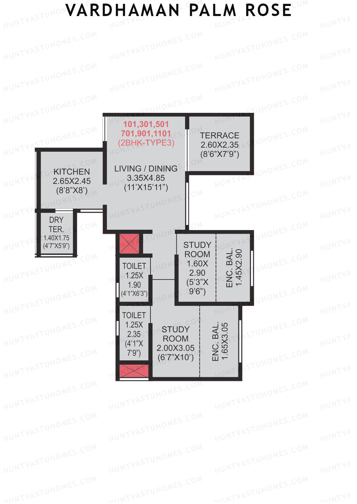 Vardhaman Palm Rose Wing A Unit 1 (Type 3) Floor Plan