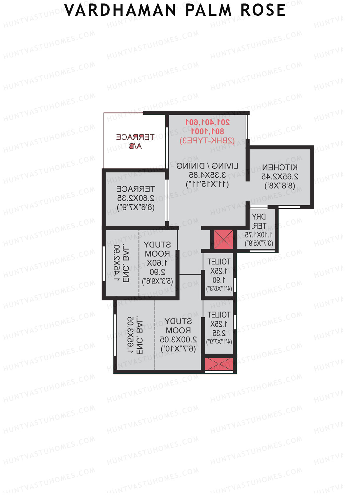 Vardhaman Palm Rose Wing A Unit 2 (Type 3) Floor Plan