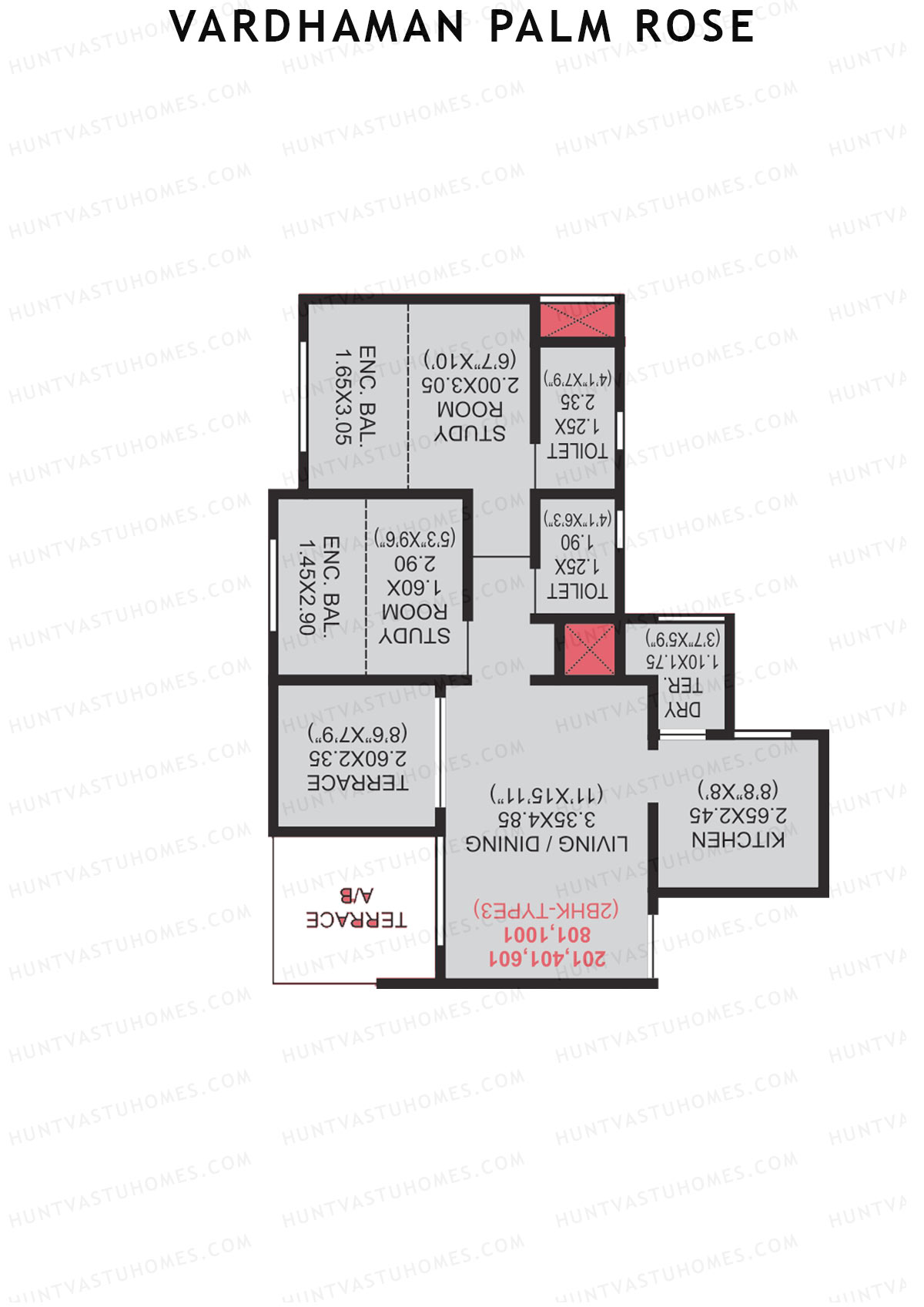 Vardhaman Palm Rose Wing A Unit 3 (Type 3) Floor Plan