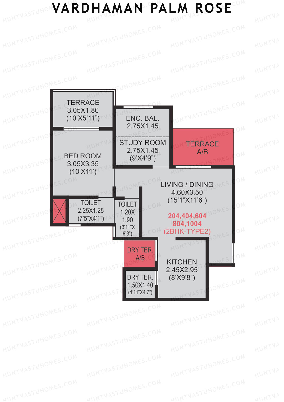 Vardhaman Palm Rose Wing A Unit 4 (Type 2) Floor Plan