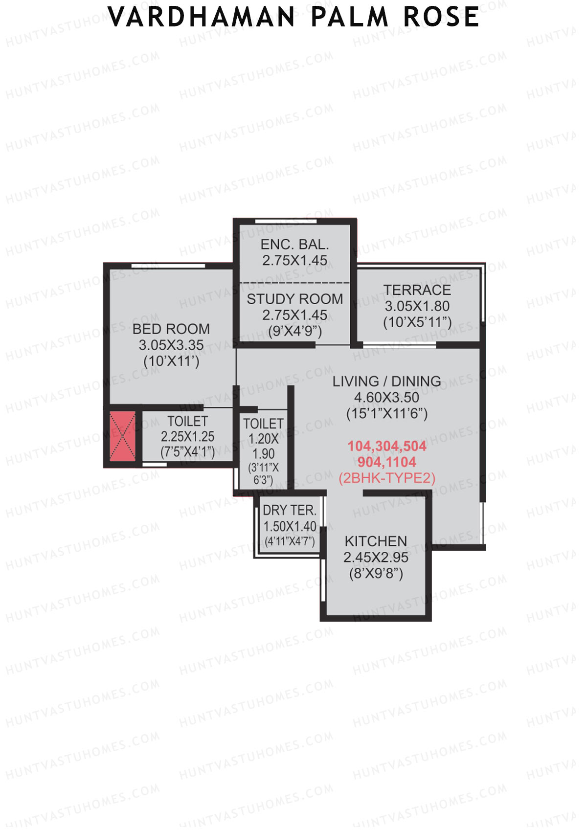 Vardhaman Palm Rose Wing A Unit 4 (Type 2) Floor Plan