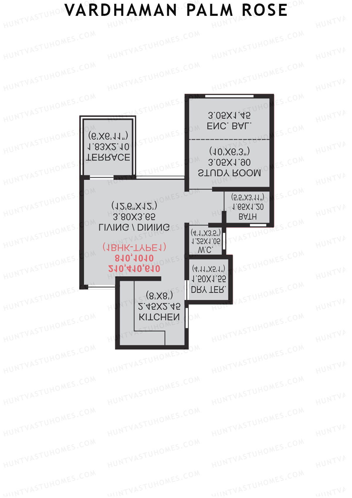 Vardhaman Palm Rose Wing A Unit 5 (Type 1) Floor Plan