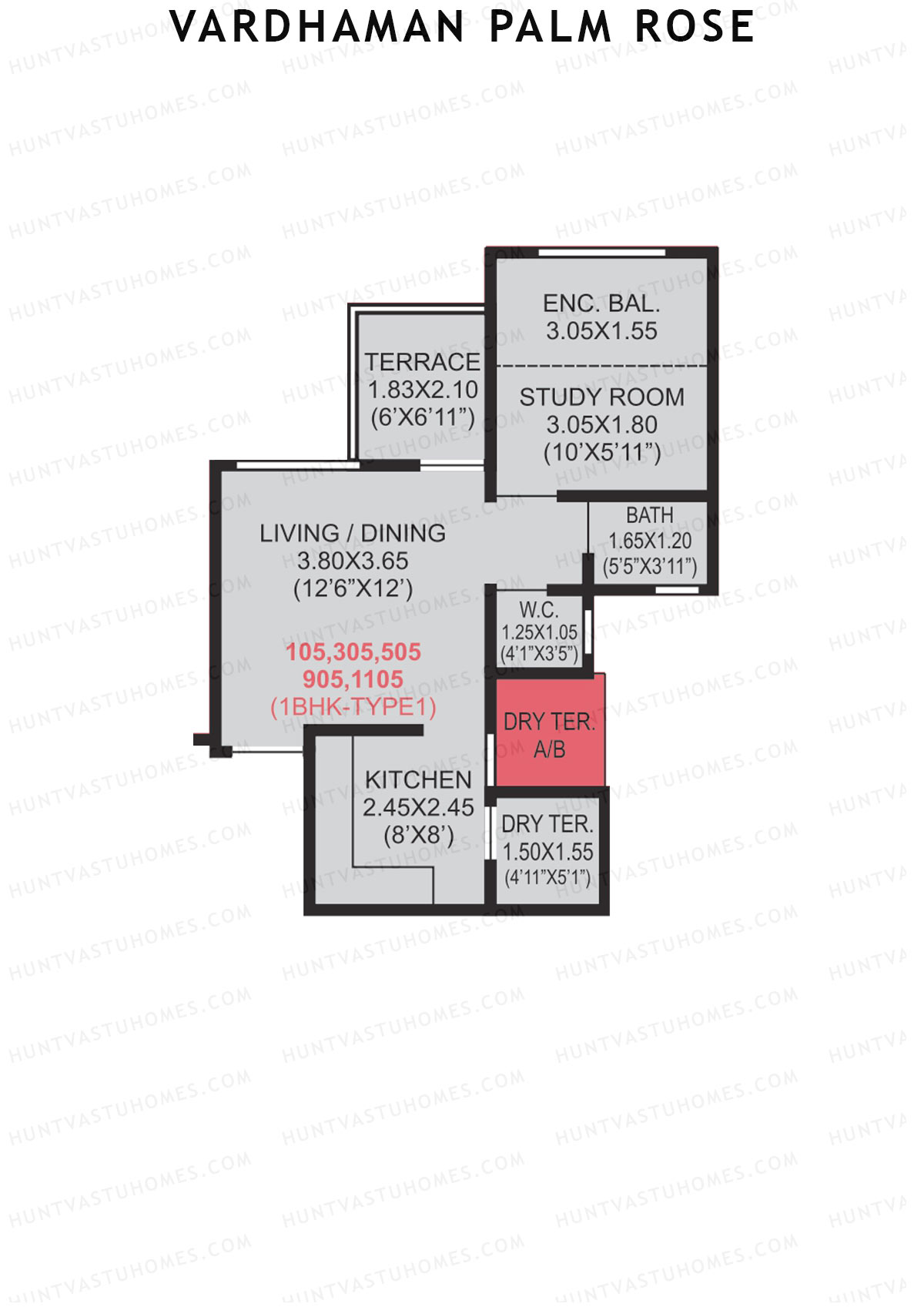 Vardhaman Palm Rose Wing A Unit 5 (Type 1) Floor Plan