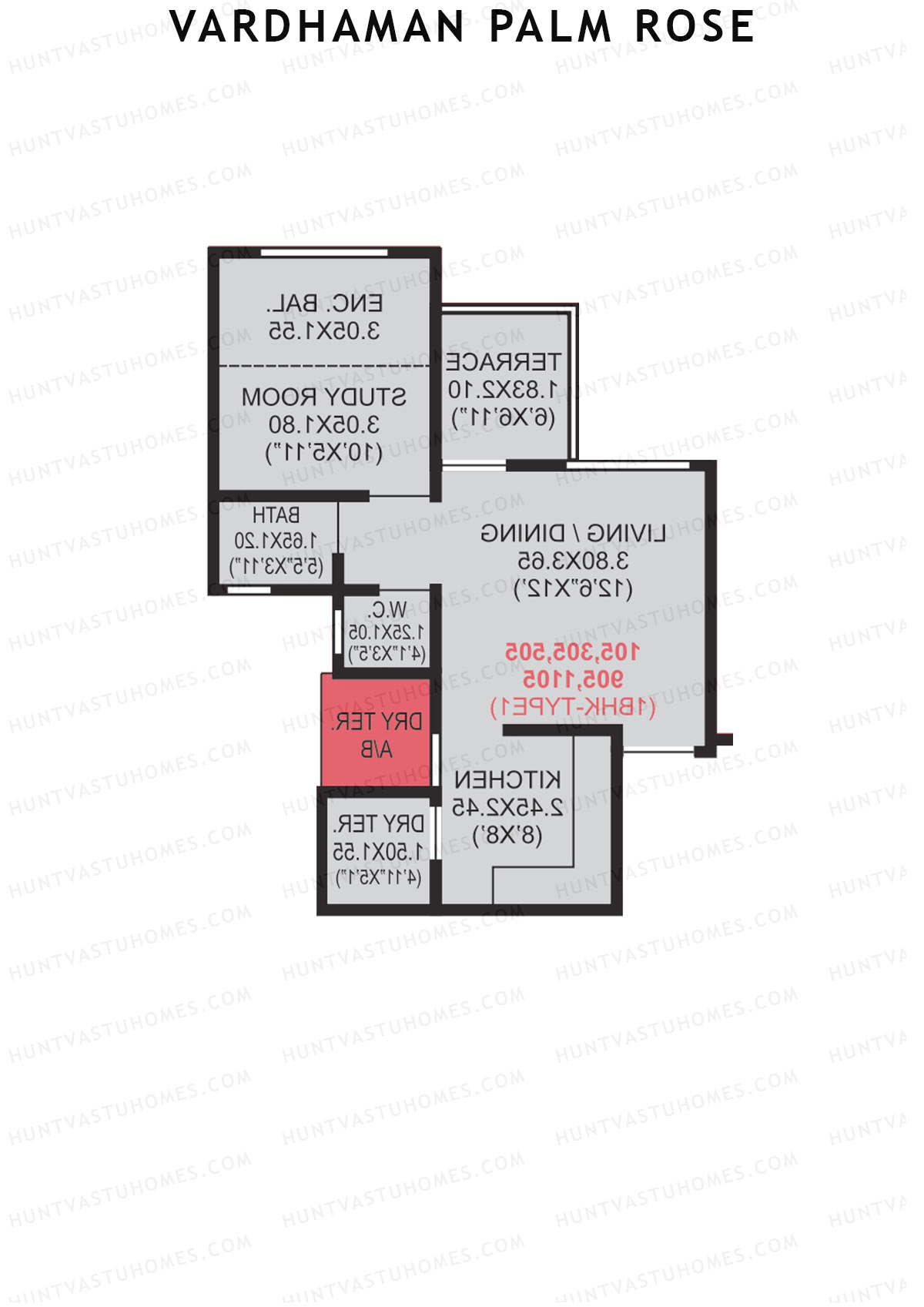 Vardhaman Palm Rose Wing A Unit 6 (Type 1) Floor Plan