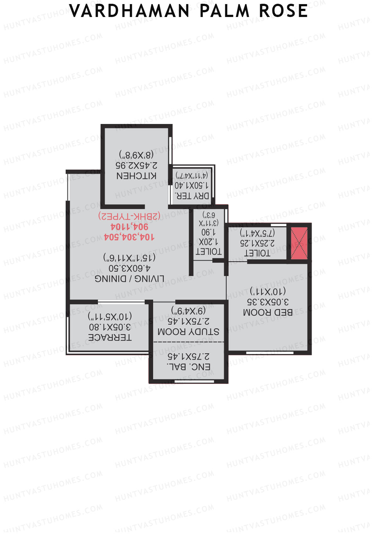 Vardhaman Palm Rose Wing A Unit 8 (Type 2) Floor Plan