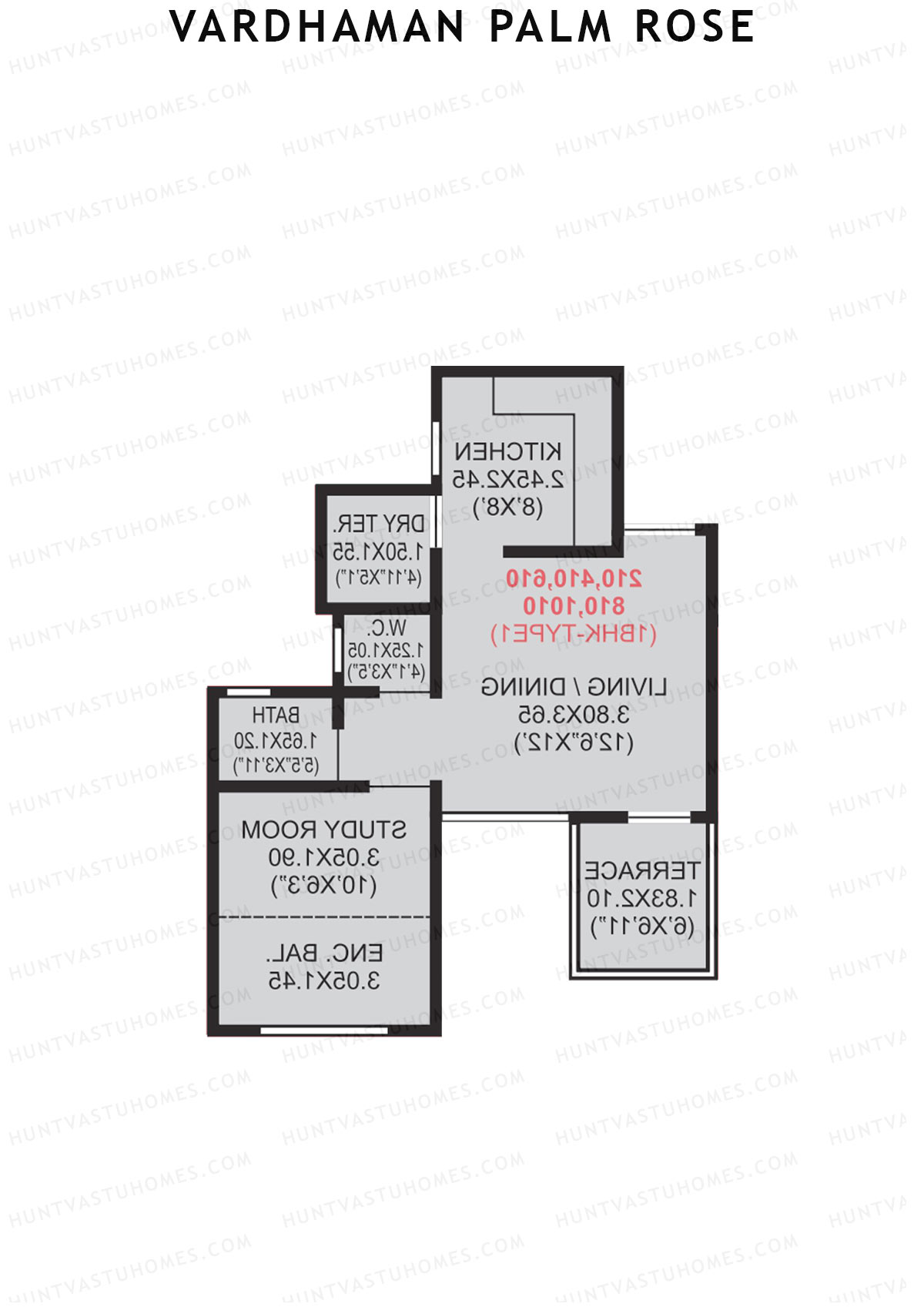 Vardhaman Palm Rose Wing A Unit 9 (Type 1) Floor Plan