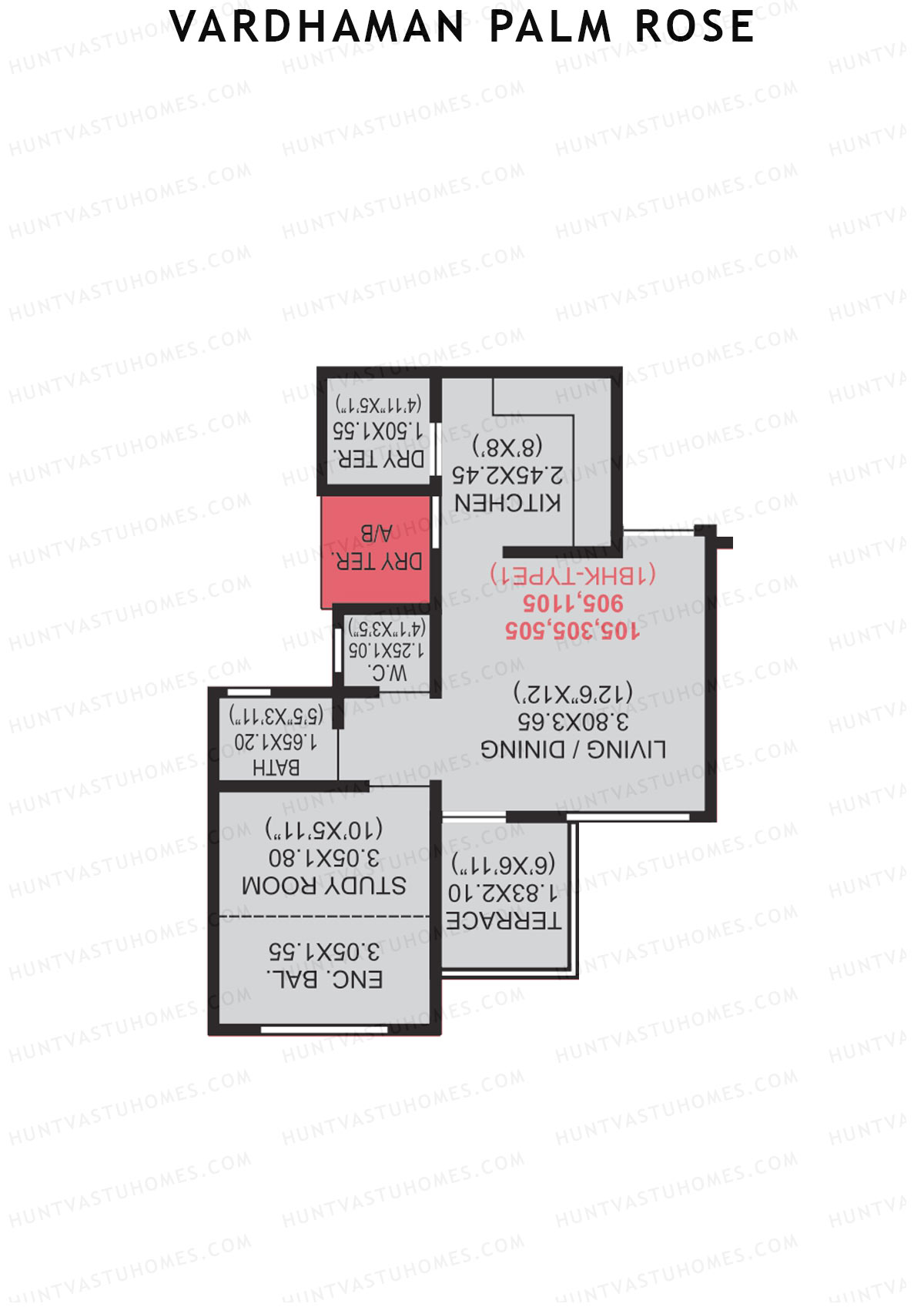 Vardhaman Palm Rose Wing A Unit 9 (Type 1) Floor Plan