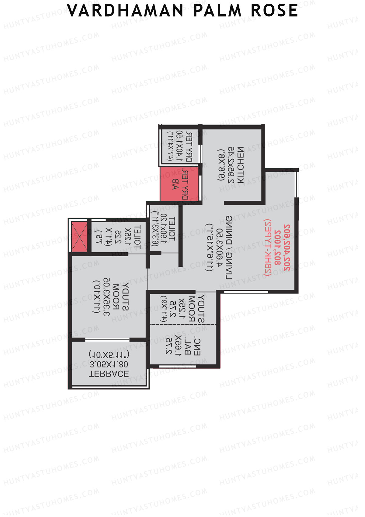 Vardhaman Palm Rose Wing B Unit 1 (Type 2) Floor Plan