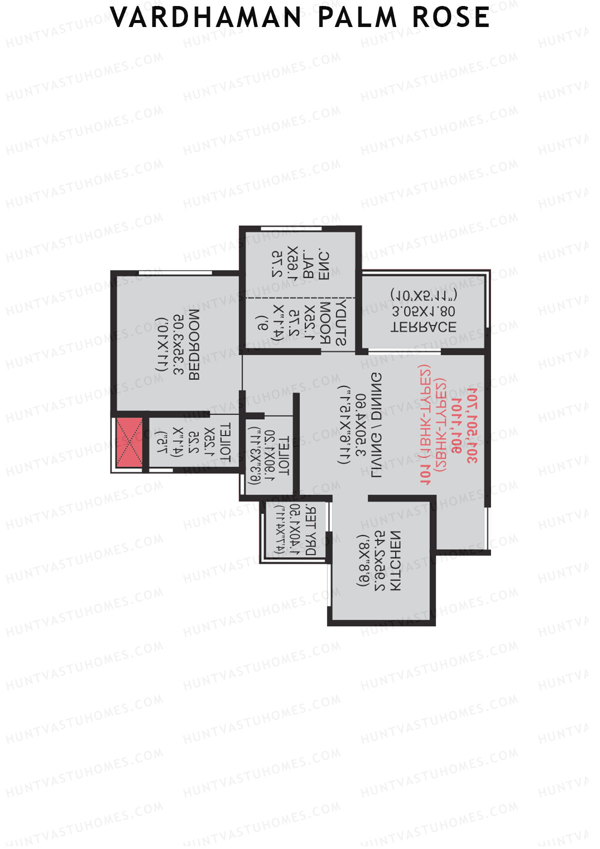 Vardhaman Palm Rose Wing B Unit 2 (Type 2) Floor Plan