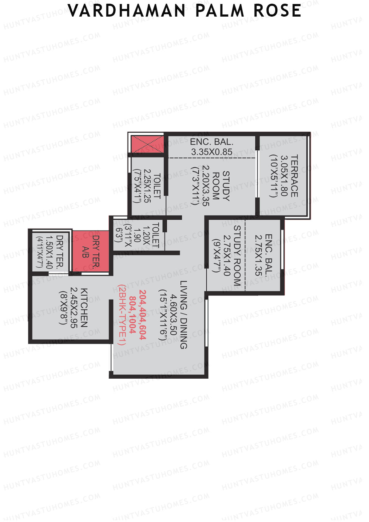 Vardhaman Palm Rose Wing B Unit 6 (Type 1) Floor Plan