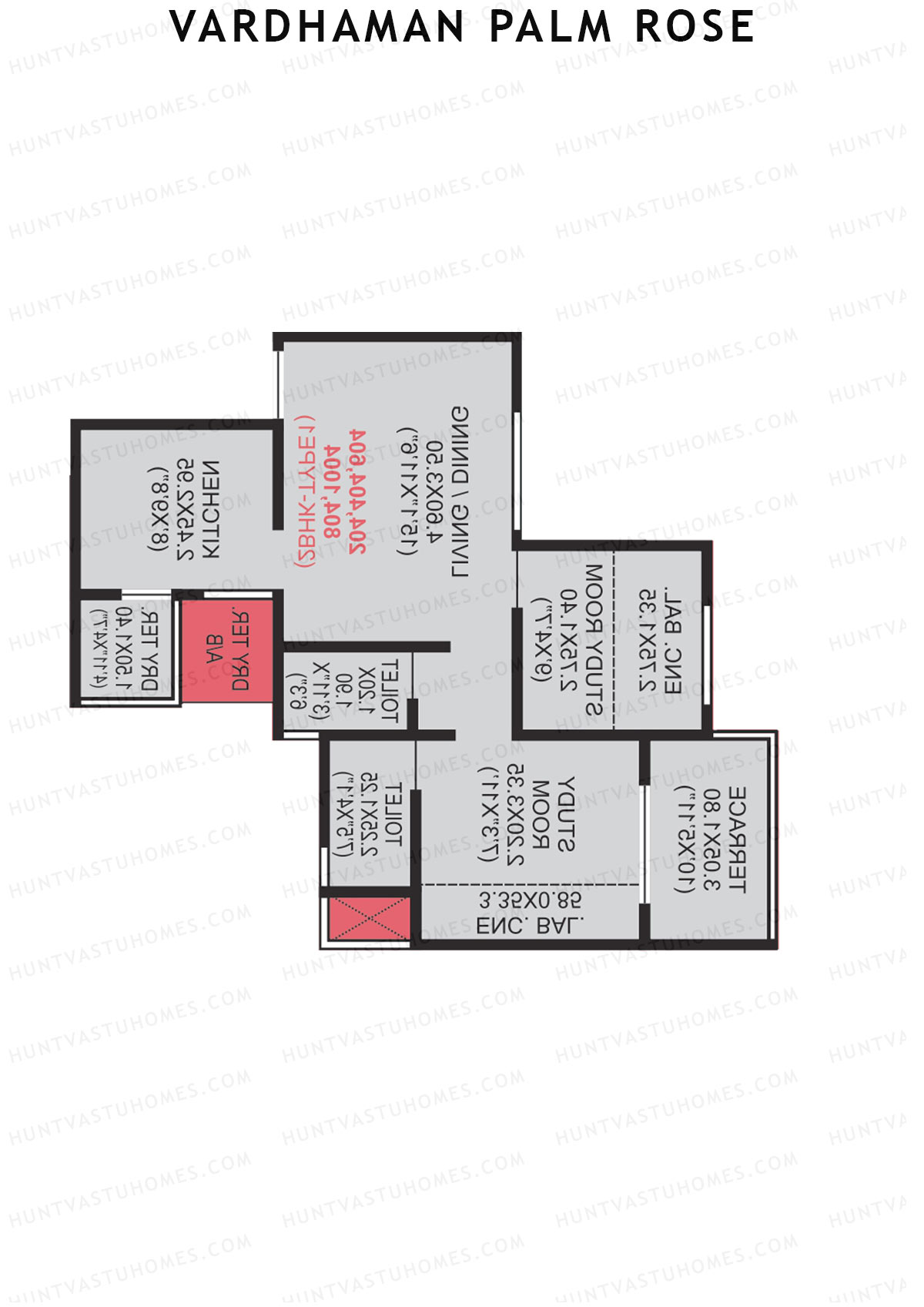 Vardhaman Palm Rose Wing B Unit 7 (Type 1) Floor Plan