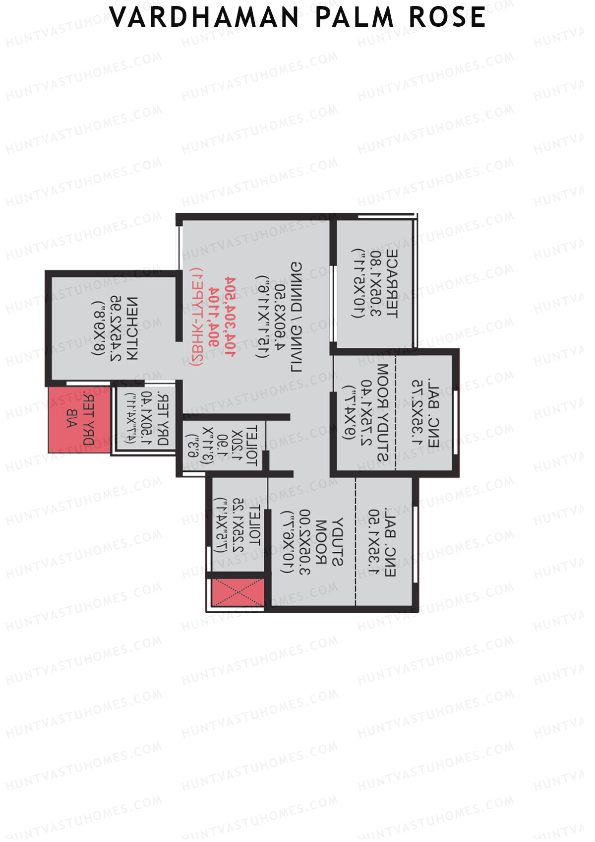 Vardhaman Palm Rose Wing B Unit 7 (Type 1) Floor Plan