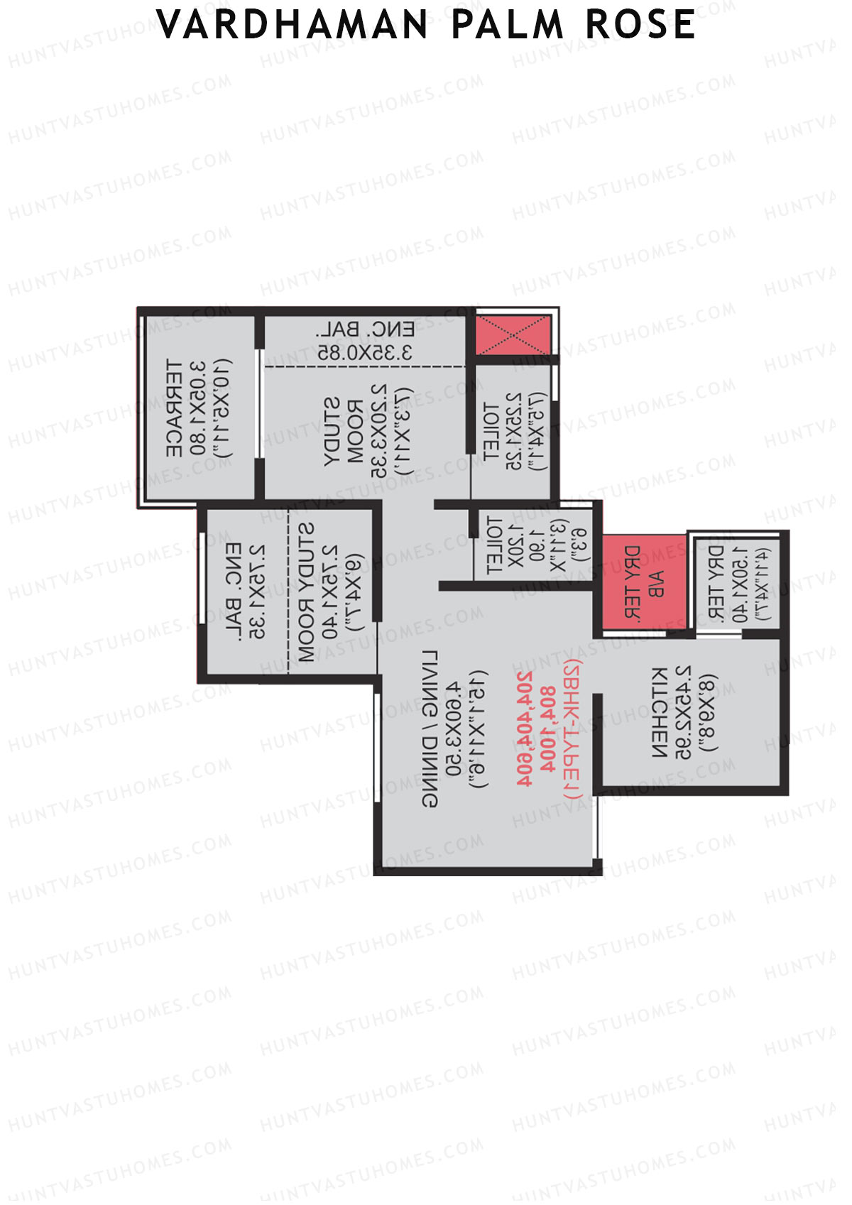 Vardhaman Palm Rose Wing B Unit 9 (Type 1) Floor Plan