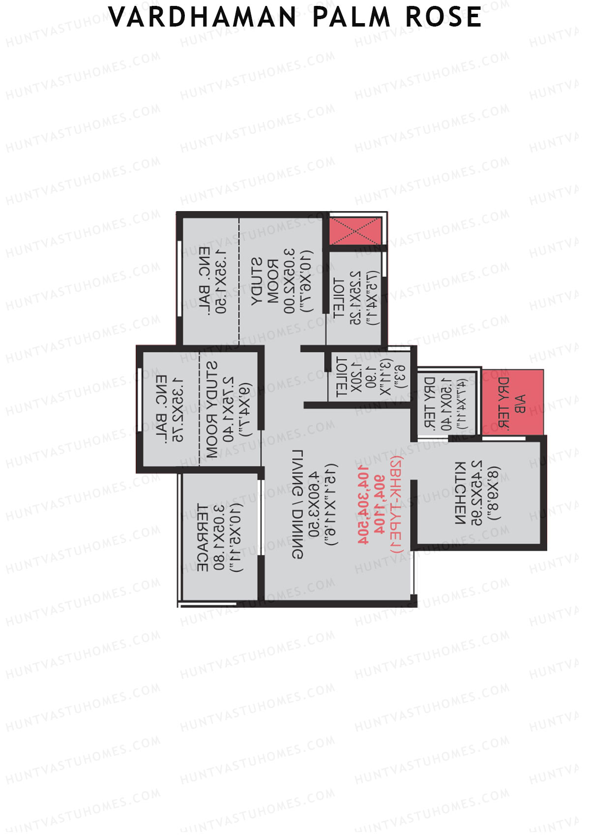Vardhaman Palm Rose Wing B Unit 9 (Type 1) Floor Plan