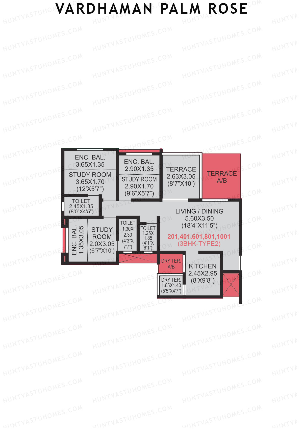 Vardhaman Palm Rose Wing C Unit 1 (Type 2) Floor Plan