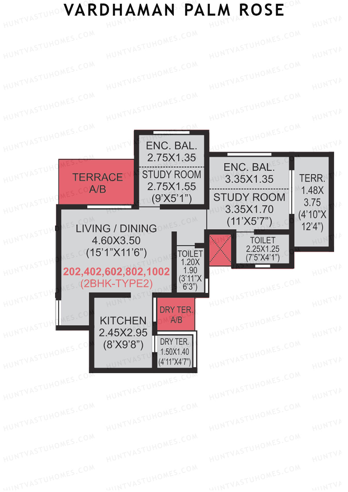 Vardhaman Palm Rose Wing C Unit 2 (Type 2) Floor Plan