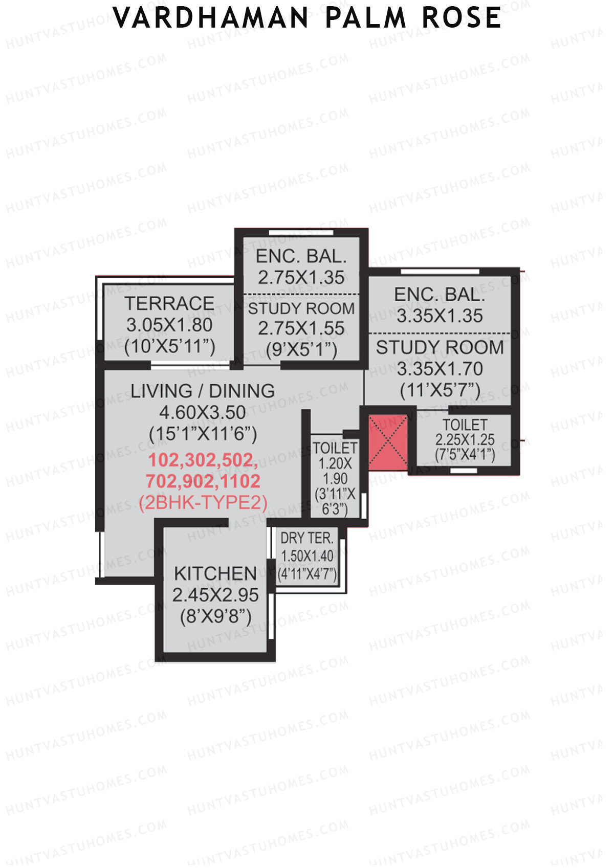 Vardhaman Palm Rose Wing C Unit 2 (Type 2) Floor Plan