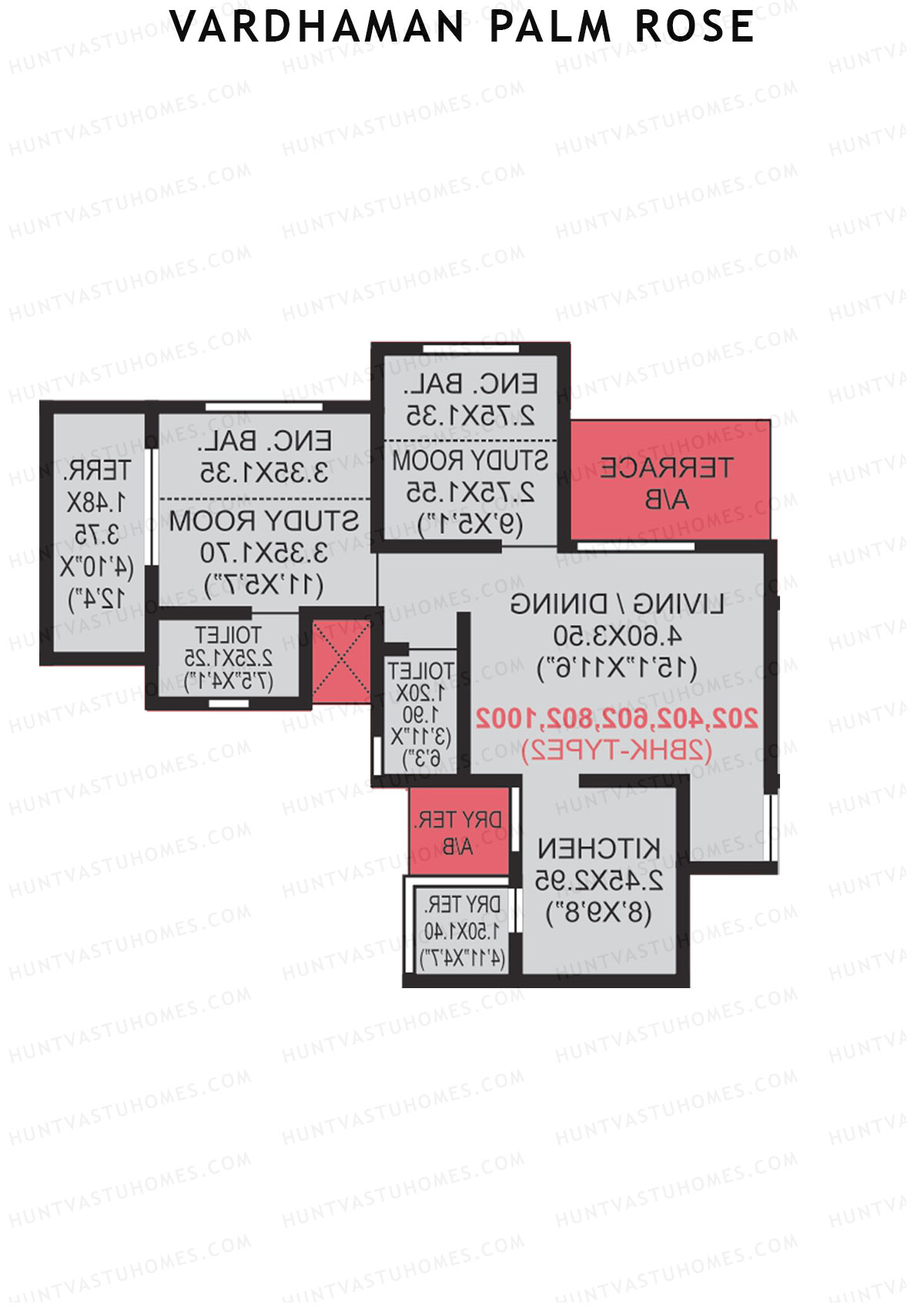 Vardhaman Palm Rose Wing C Unit 3 (Type 2) Floor Plan