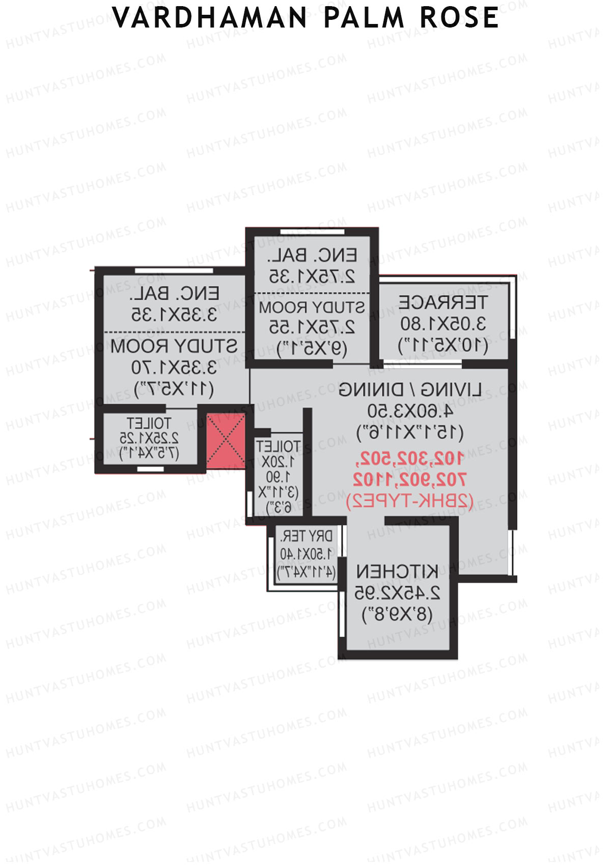 Vardhaman Palm Rose Wing C Unit 3 (Type 2) Floor Plan