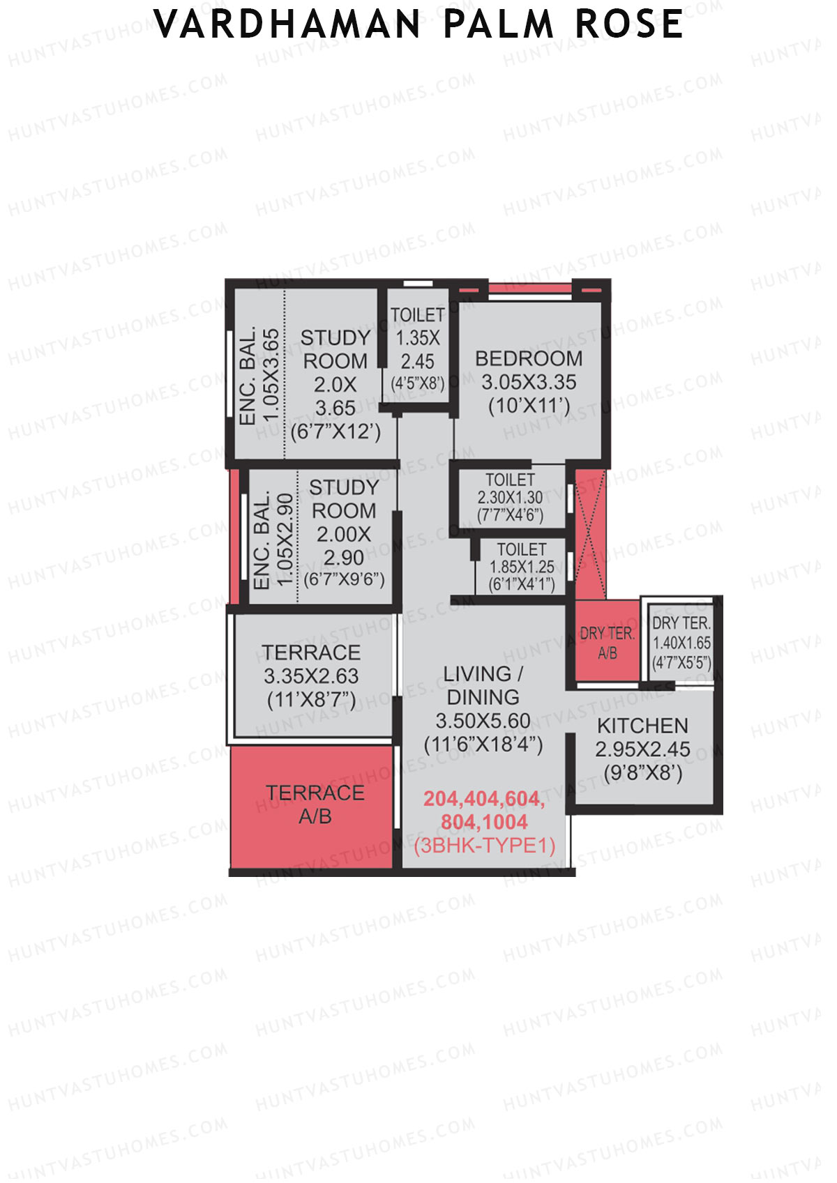 Vardhaman Palm Rose Wing C Unit 4 (Type 1) Floor Plan