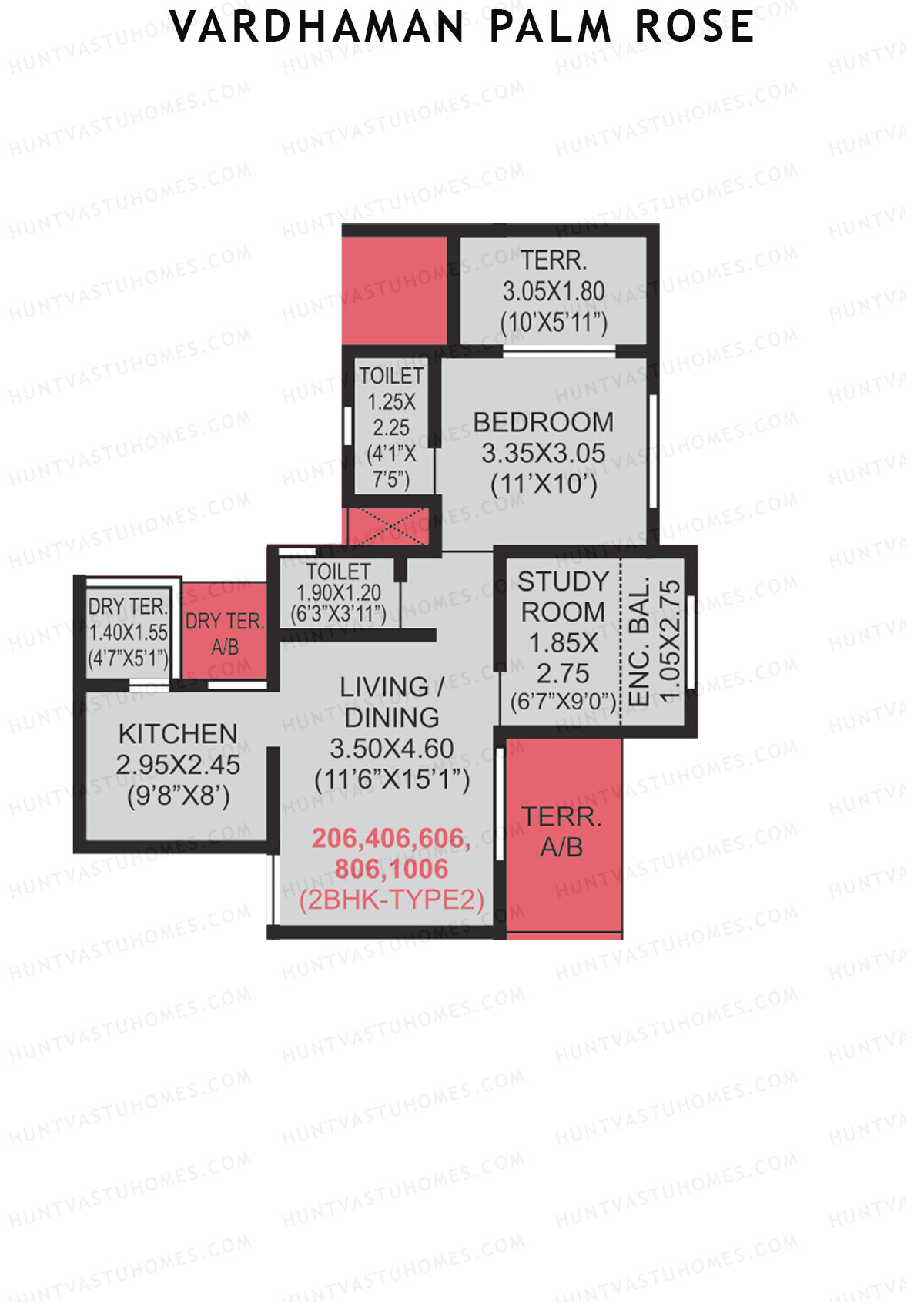 Vardhaman Palm Rose Wing C Unit 6 (Type 1) Floor Plan