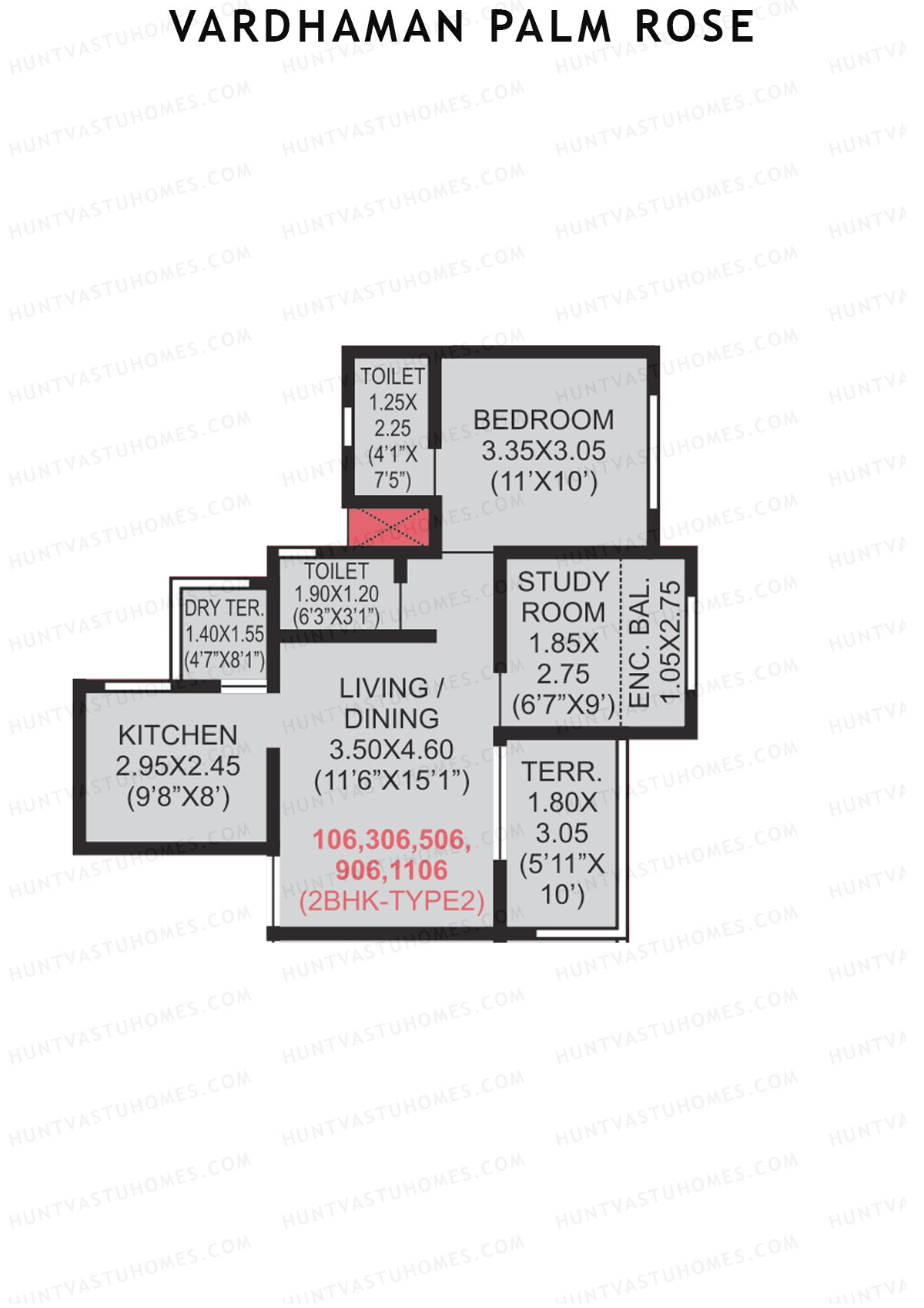 Vardhaman Palm Rose Wing C Unit 6 (Type 1) Floor Plan