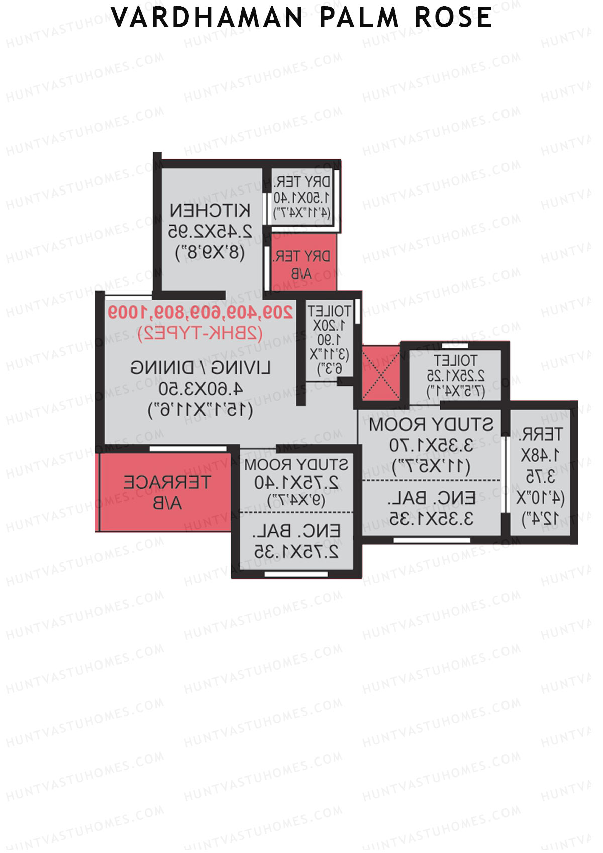 Vardhaman Palm Rose Wing C Unit 8 (Type 2) Floor Plan
