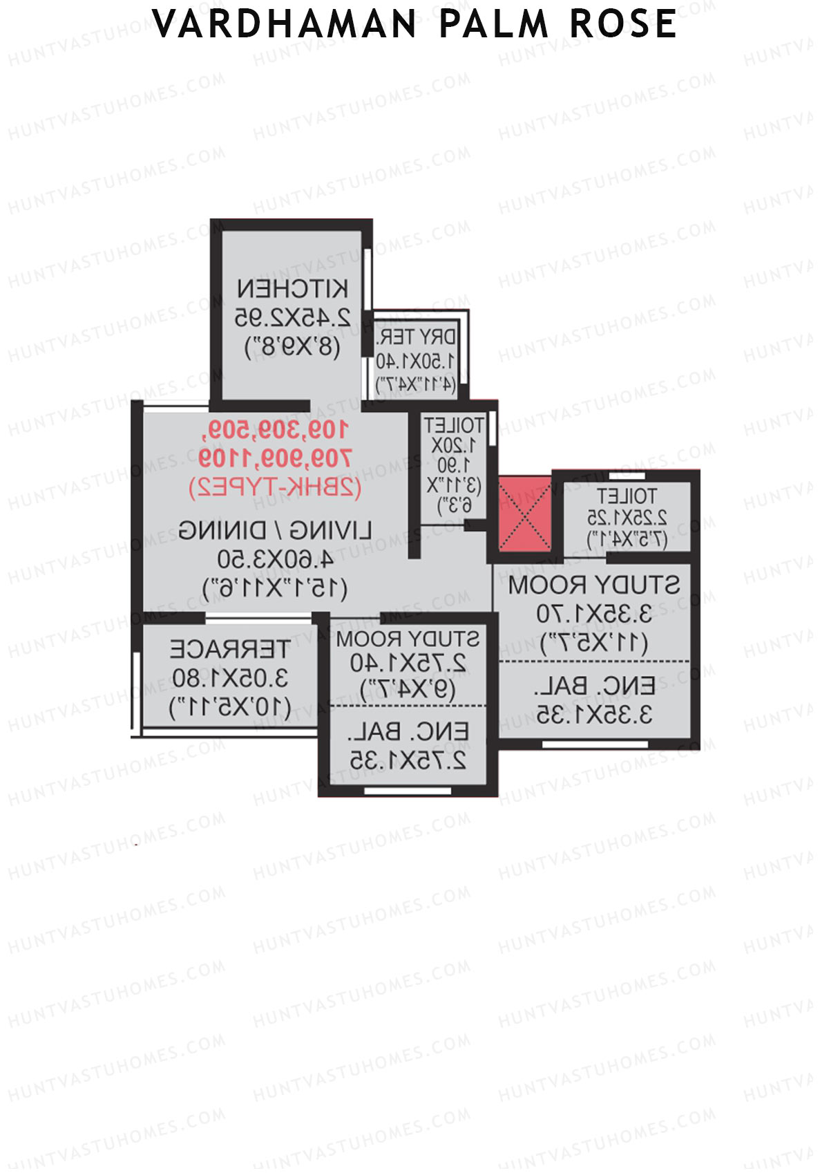 Vardhaman Palm Rose Wing C Unit 8 (Type 2) Floor Plan