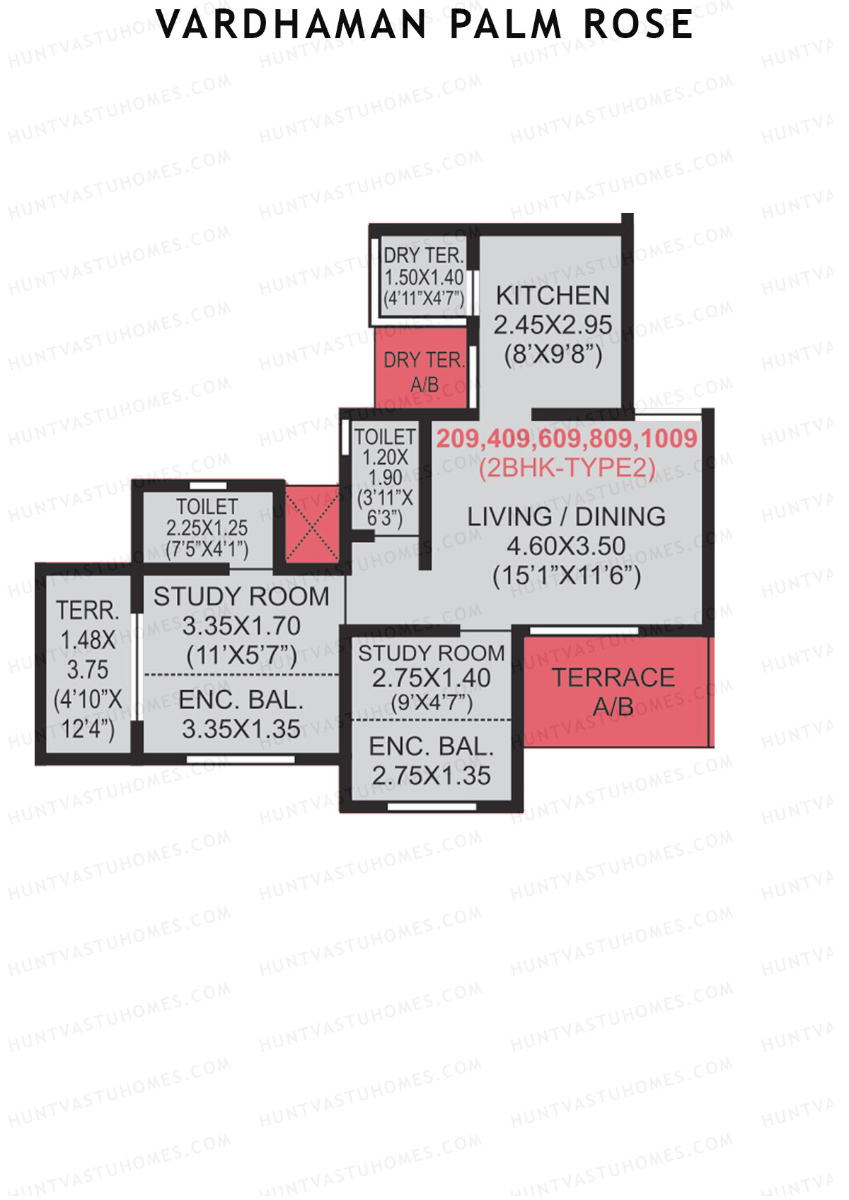 Vardhaman Palm Rose Wing C Unit 9 (Type 2) Floor Plan