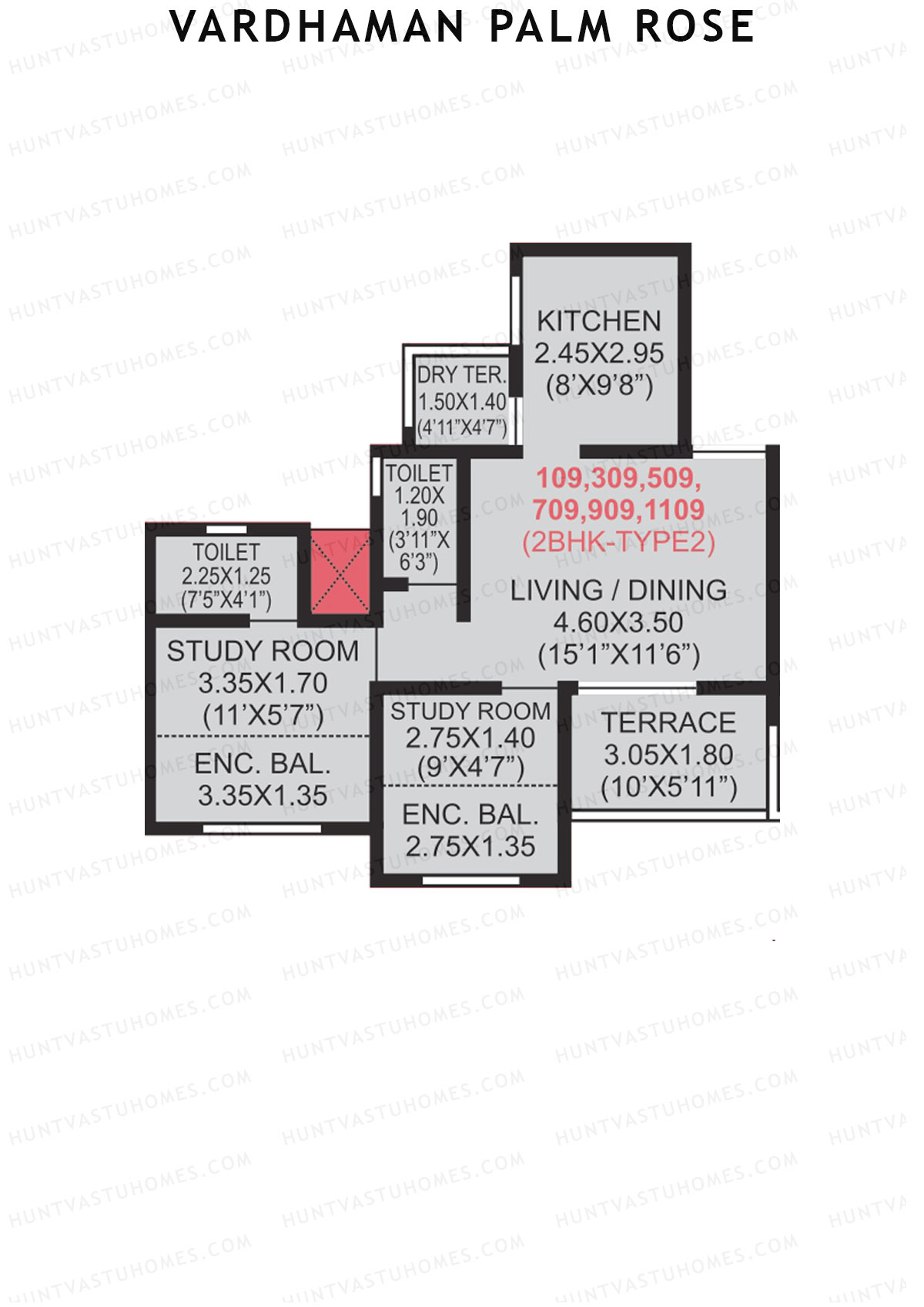 Vardhaman Palm Rose Wing C Unit 9 (Type 2) Floor Plan