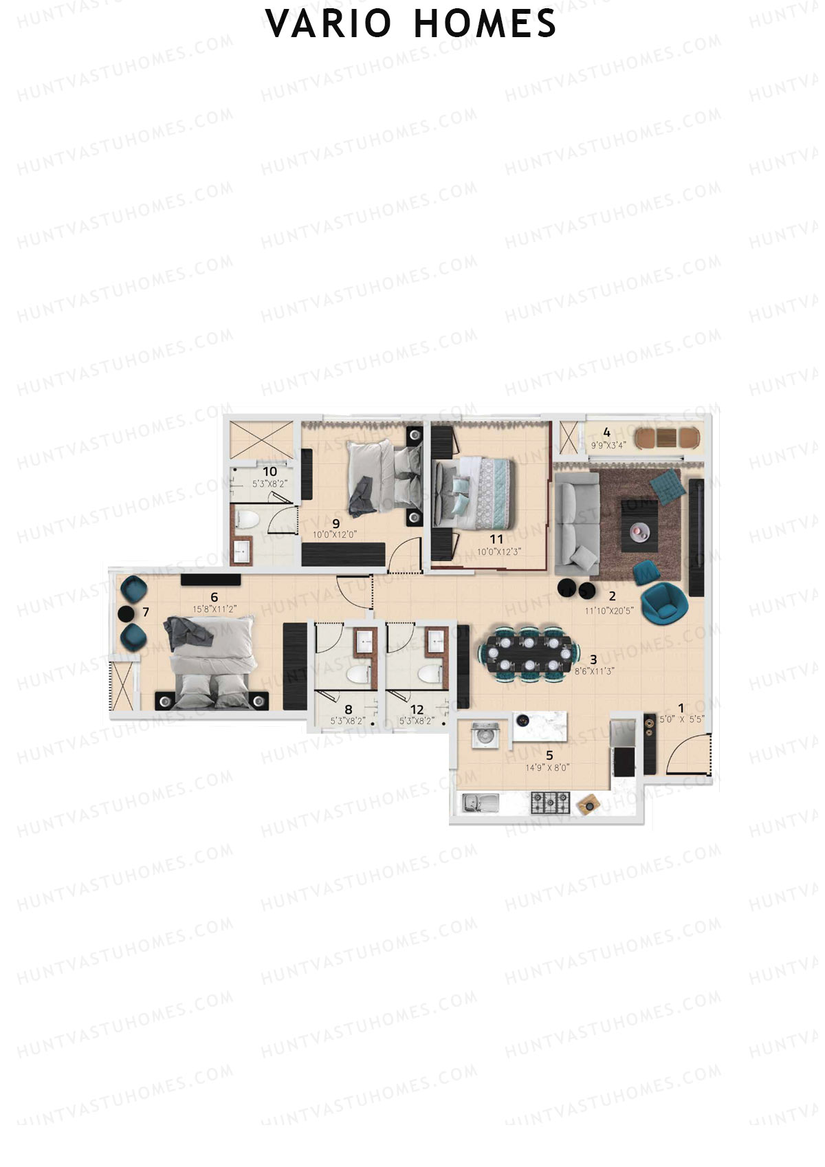 Vario Homes Tower A Unit 1 Floor Plan