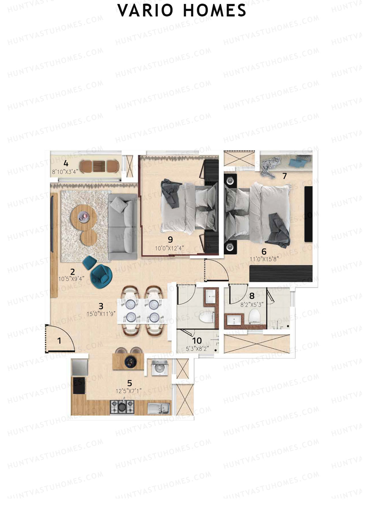 Vario Homes Tower A Unit 3 Floor Plan
