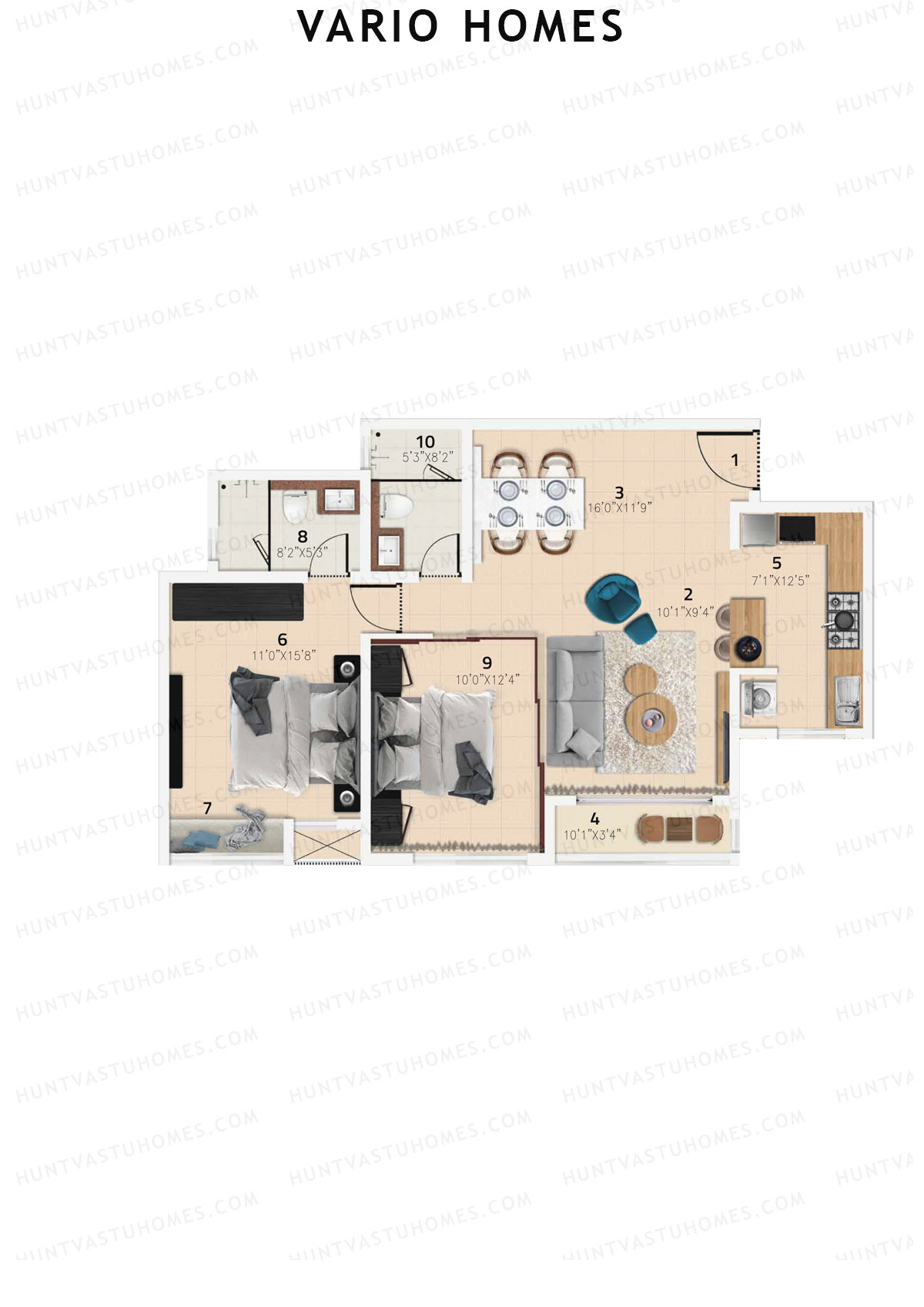 Vario Homes Tower A Unit 3 Floor Plan