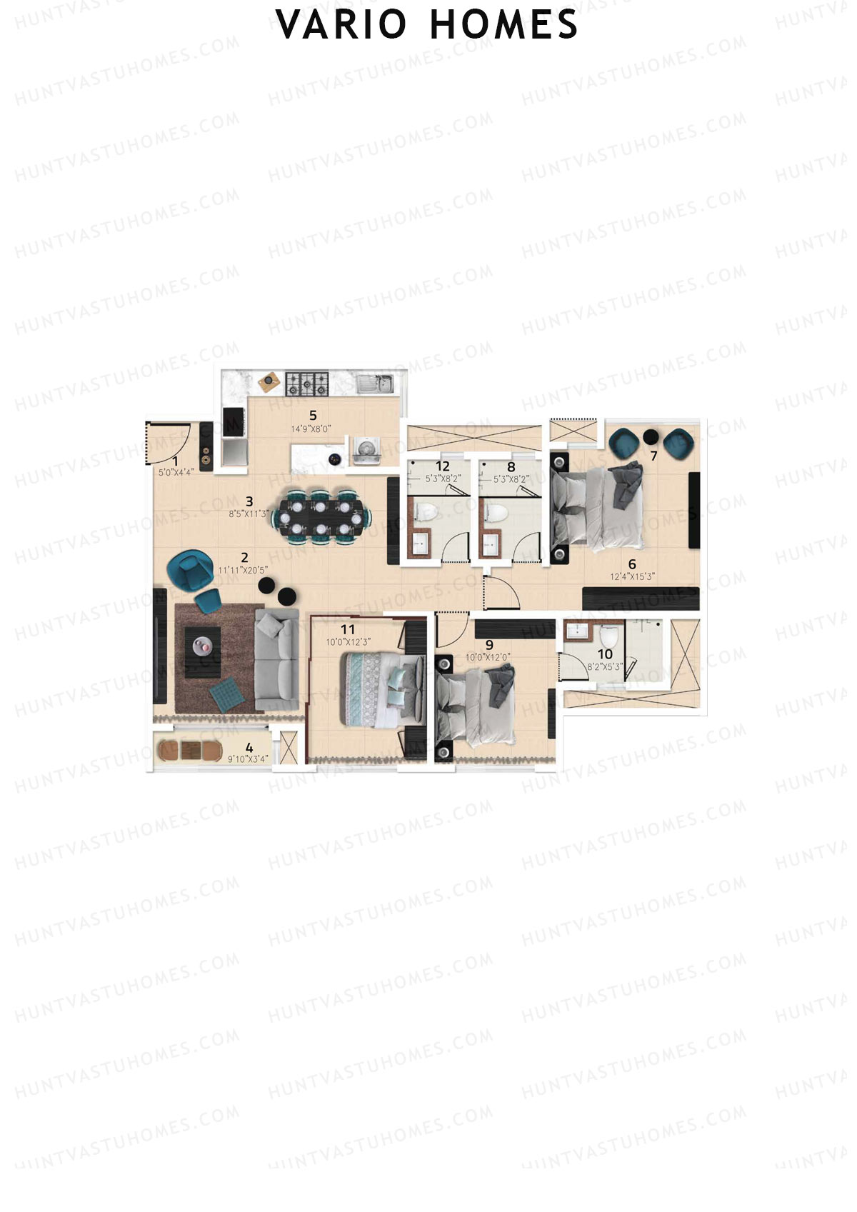 Vario Homes Tower A Unit 4 Floor Plan