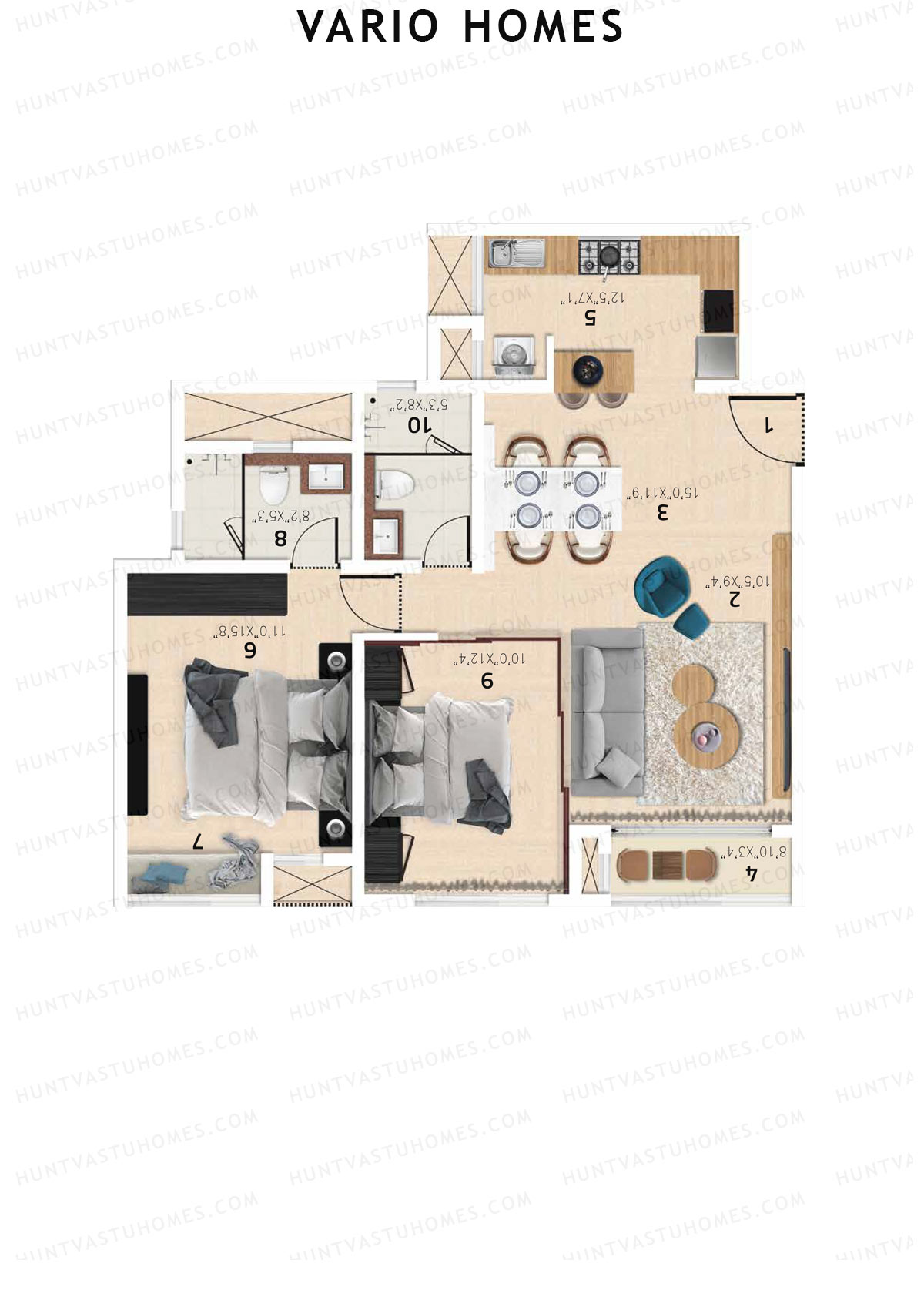 Vario Homes Tower B Unit 1 Floor Plan