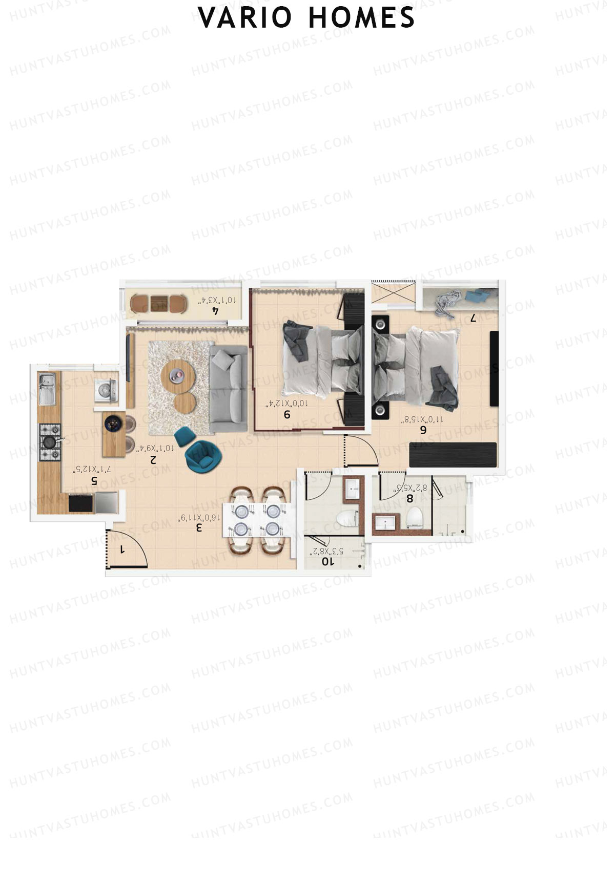 Vario Homes Tower B Unit 1 Floor Plan