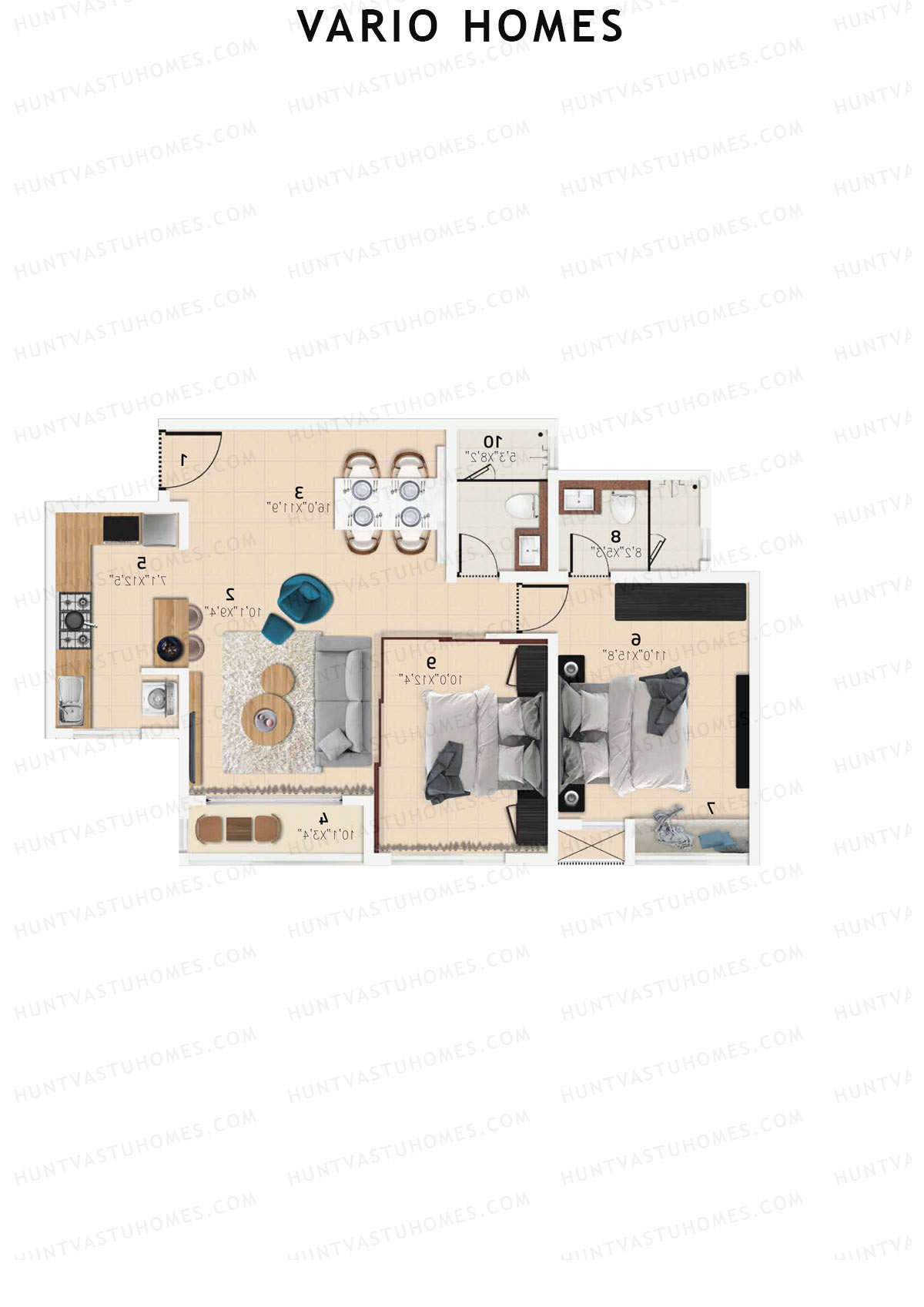 Vario Homes Tower B Unit 2 Floor Plan