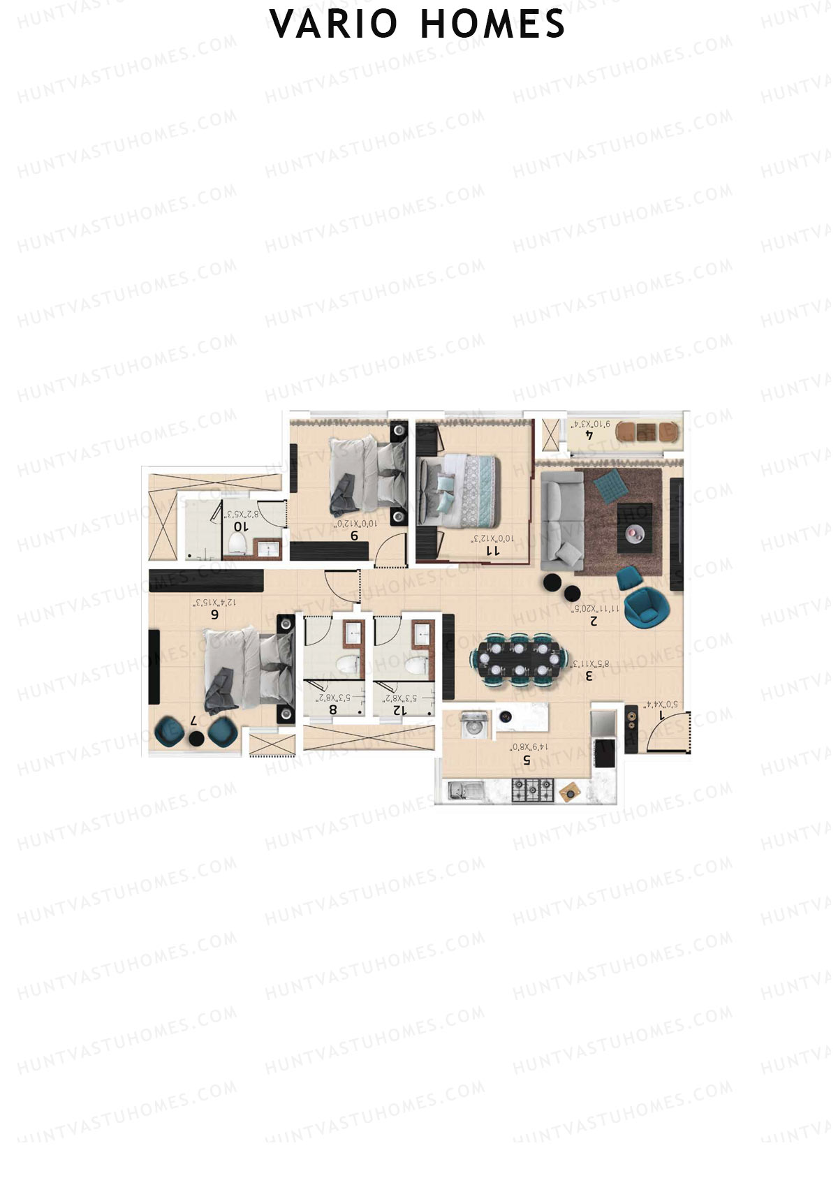 Vario Homes Tower B Unit 2 Floor Plan