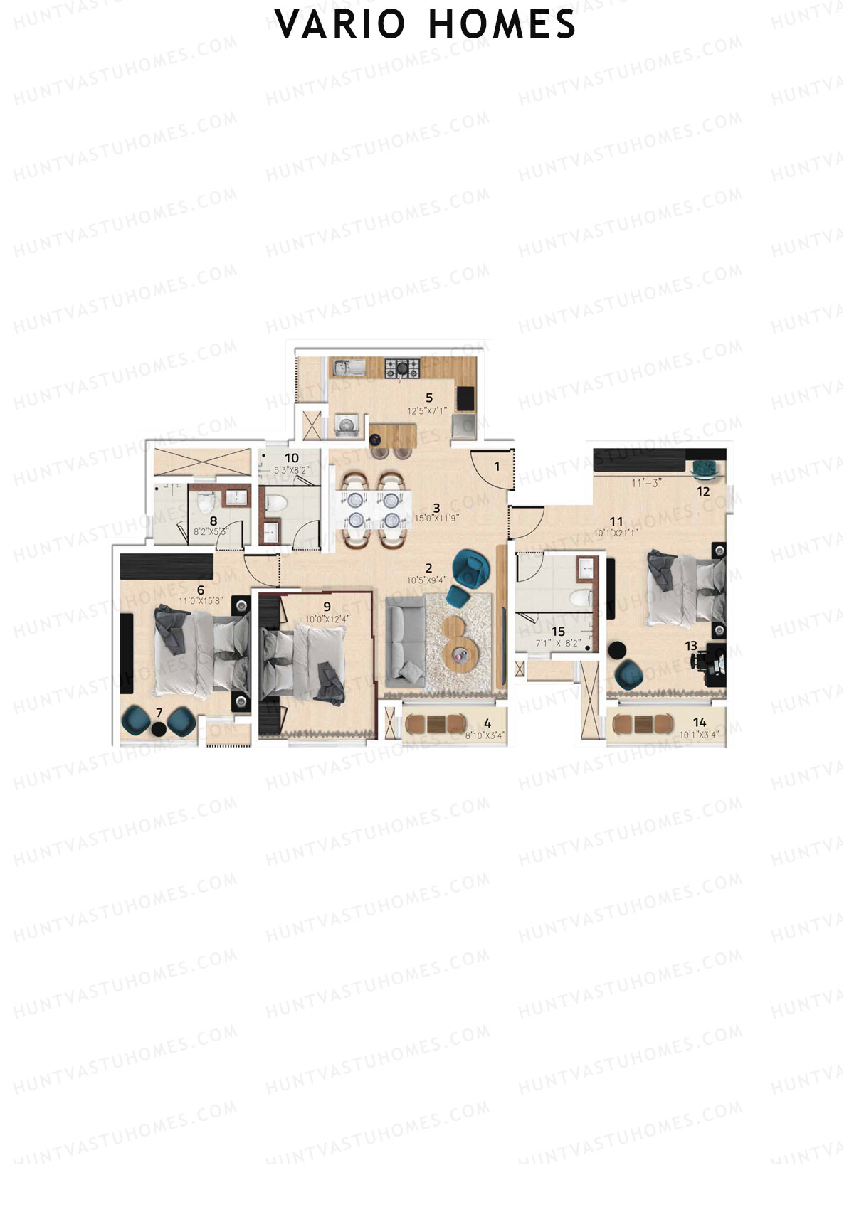 Vario Homes Tower B Unit 3 Floor Plan