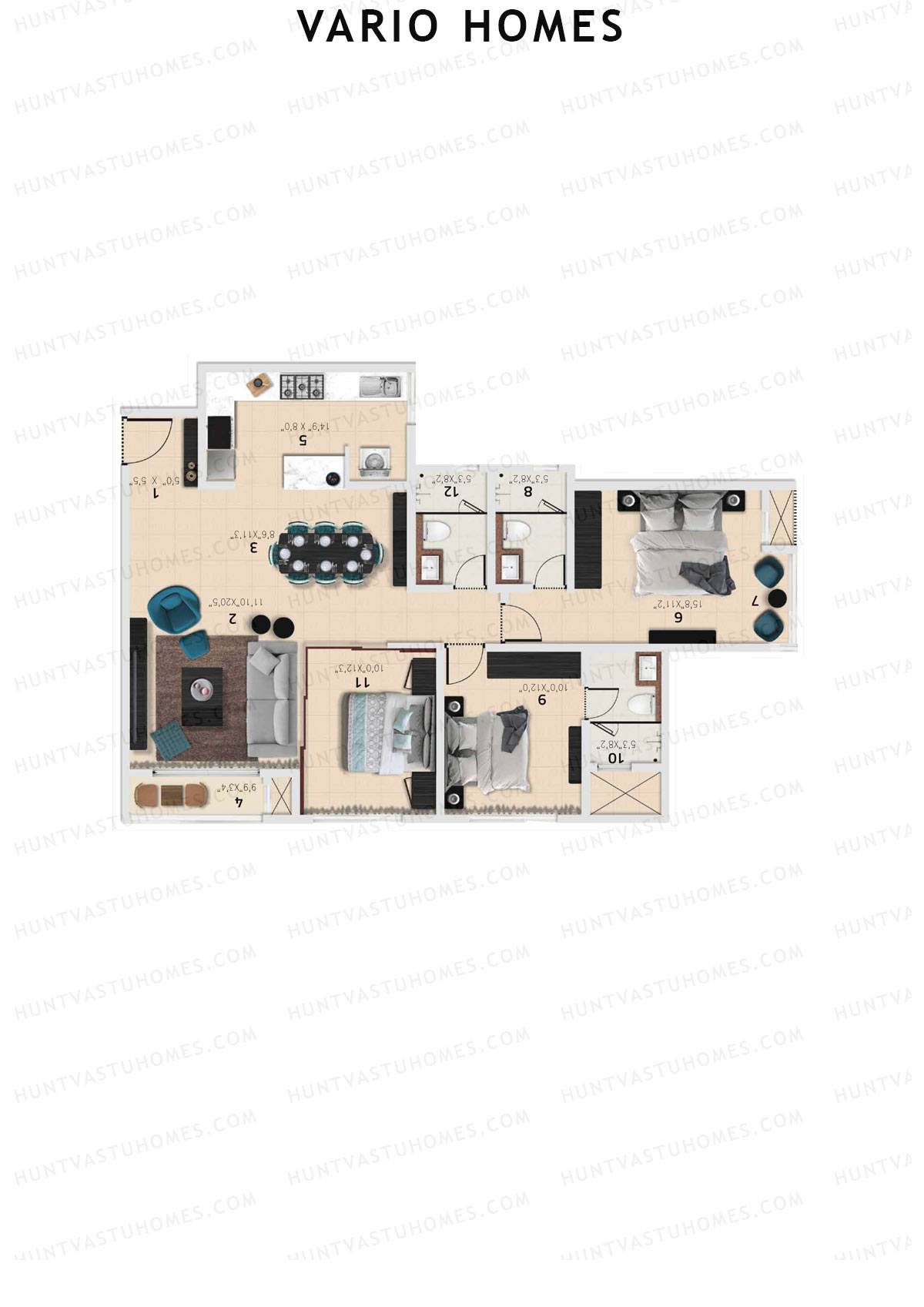 Vario Homes Tower B Unit 4 Floor Plan