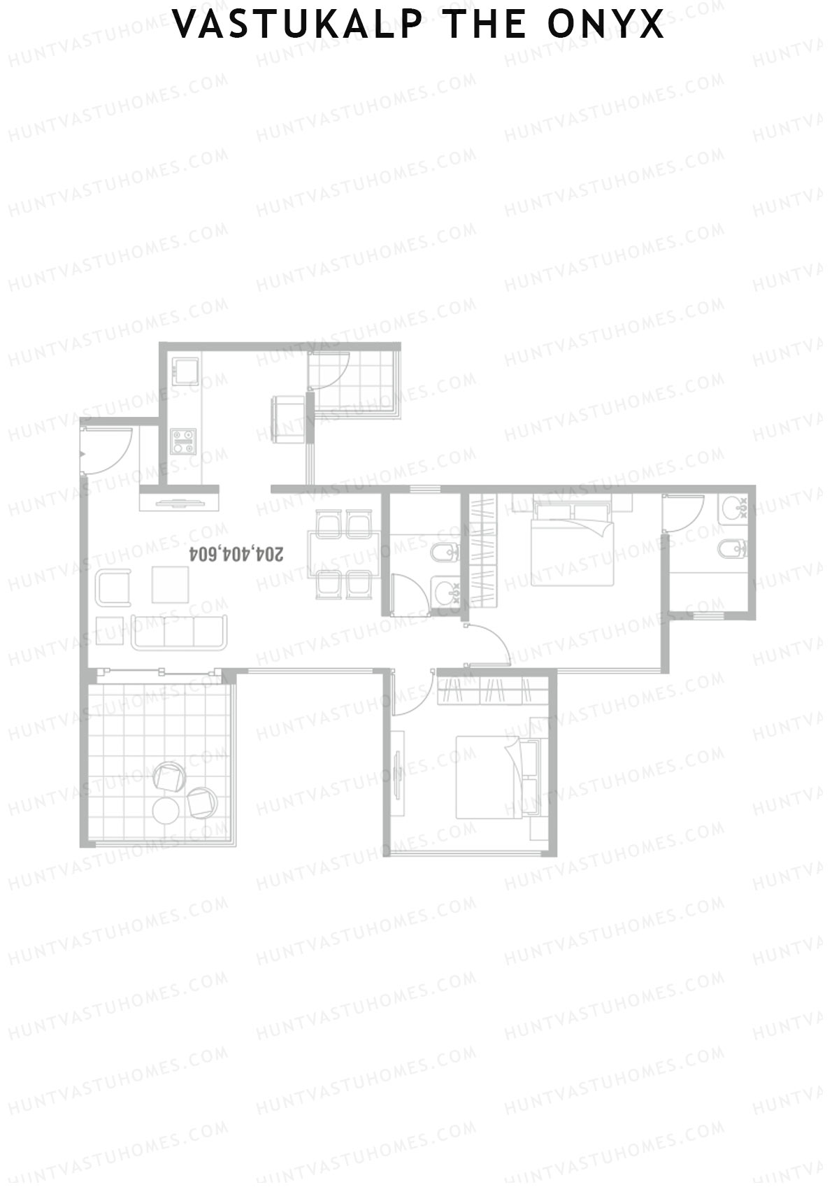 Vastukalp The Onyx Wing B Unit 2 (Type 1) Floor Plan