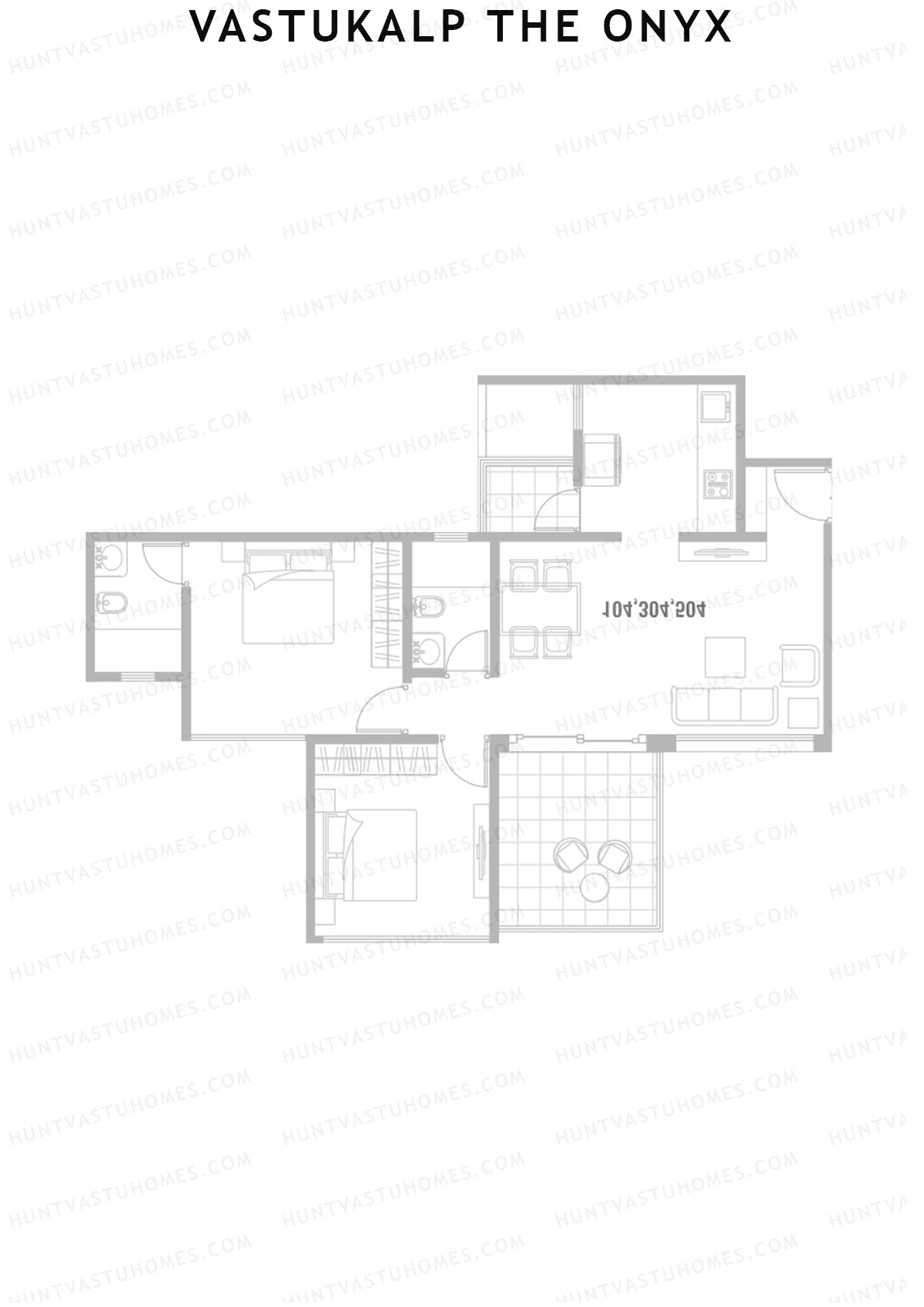 Vastukalp The Onyx Wing B Unit 3 (Type 1) Floor Plan