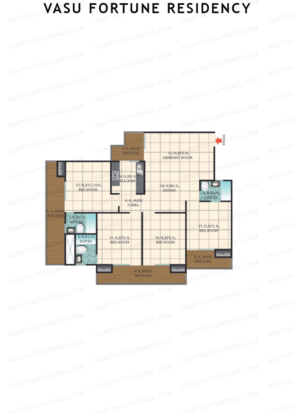 Vasu Fortune Residency, Block H, Unit 1, 4BHK, Super Area 1925   sq ft 