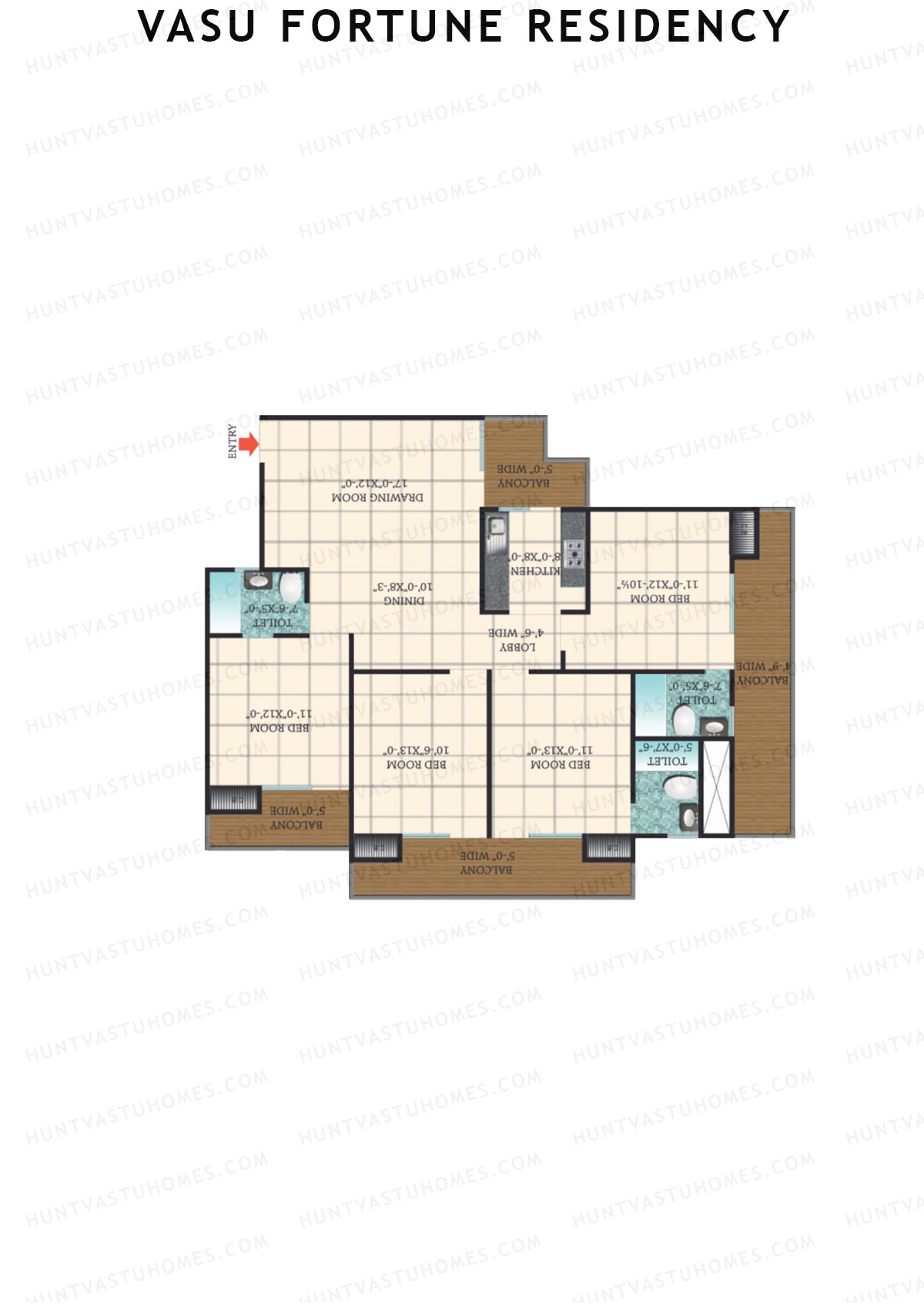 Vasu Fortune Residency, Block H, Unit 2, 4BHK, Super Area 1925   sq ft 