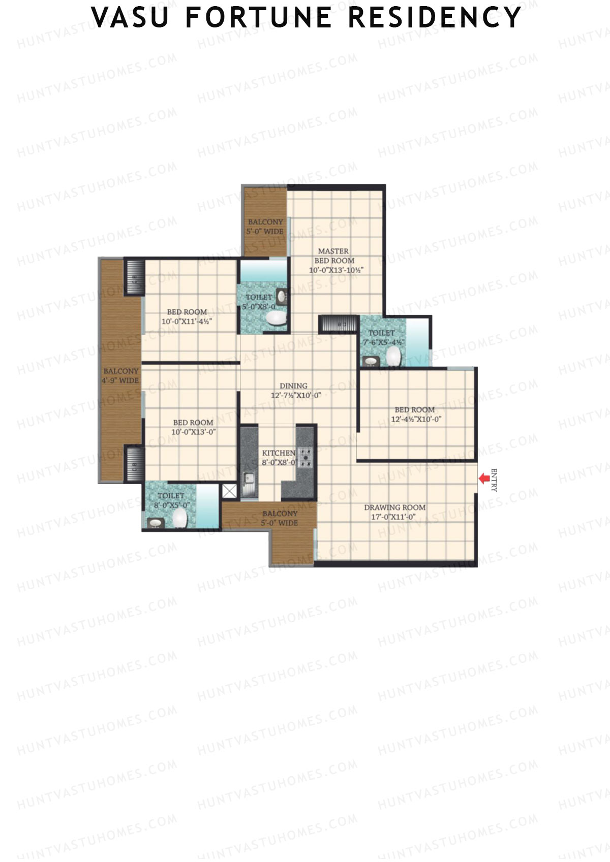 Vasu Fortune Residency, Block H, Unit 3, 4BHK, Super Area 1850   sq ft 